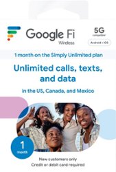 Google Fi Wireless Simply Unlimited Talk/Text/Data SIM Kit - 1 Month - Front_Zoom