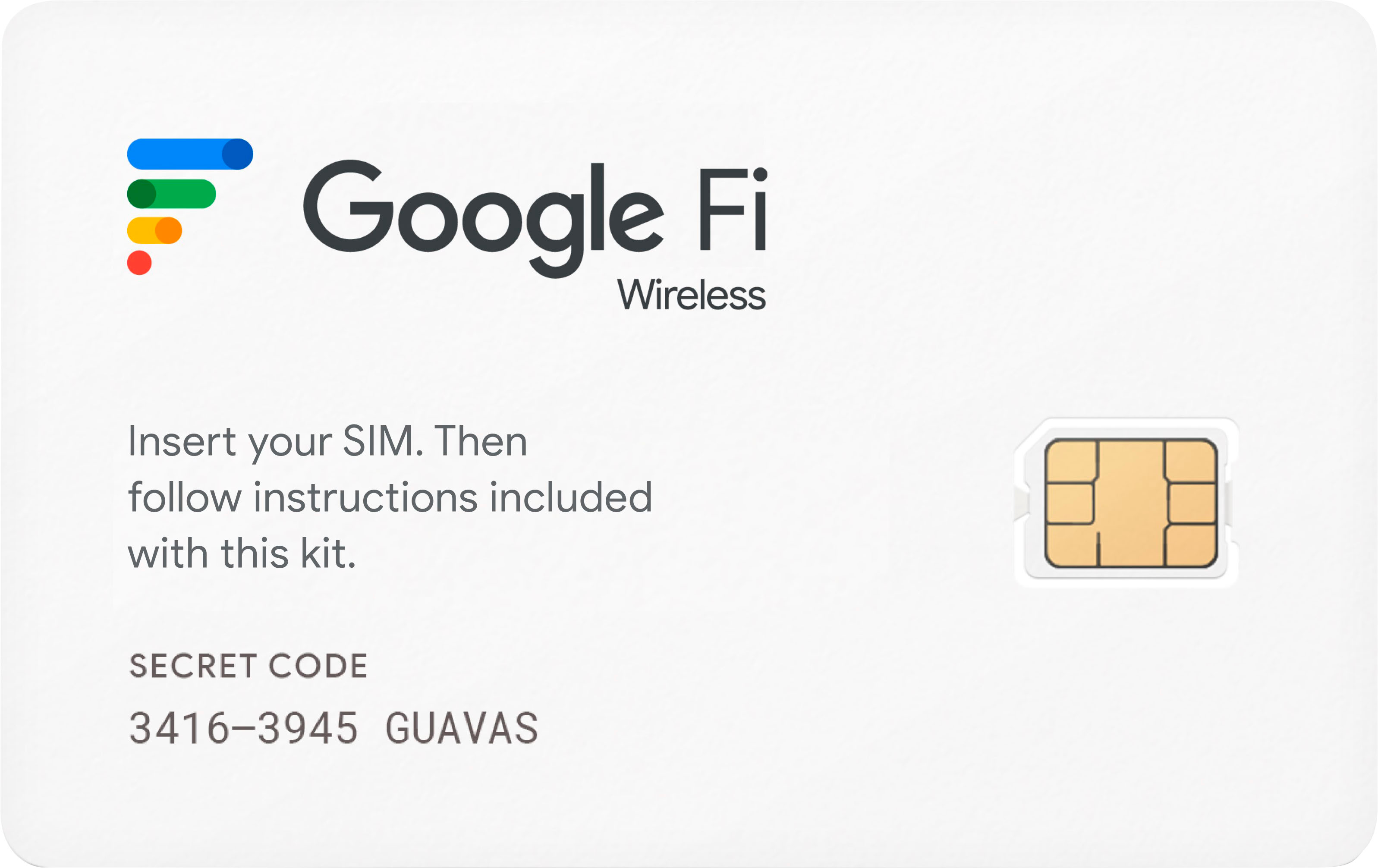 Best Buy: Google Fi Wireless Simply Unlimited Talk/Text/Data SIM Kit 1  Month PCNV00040RE