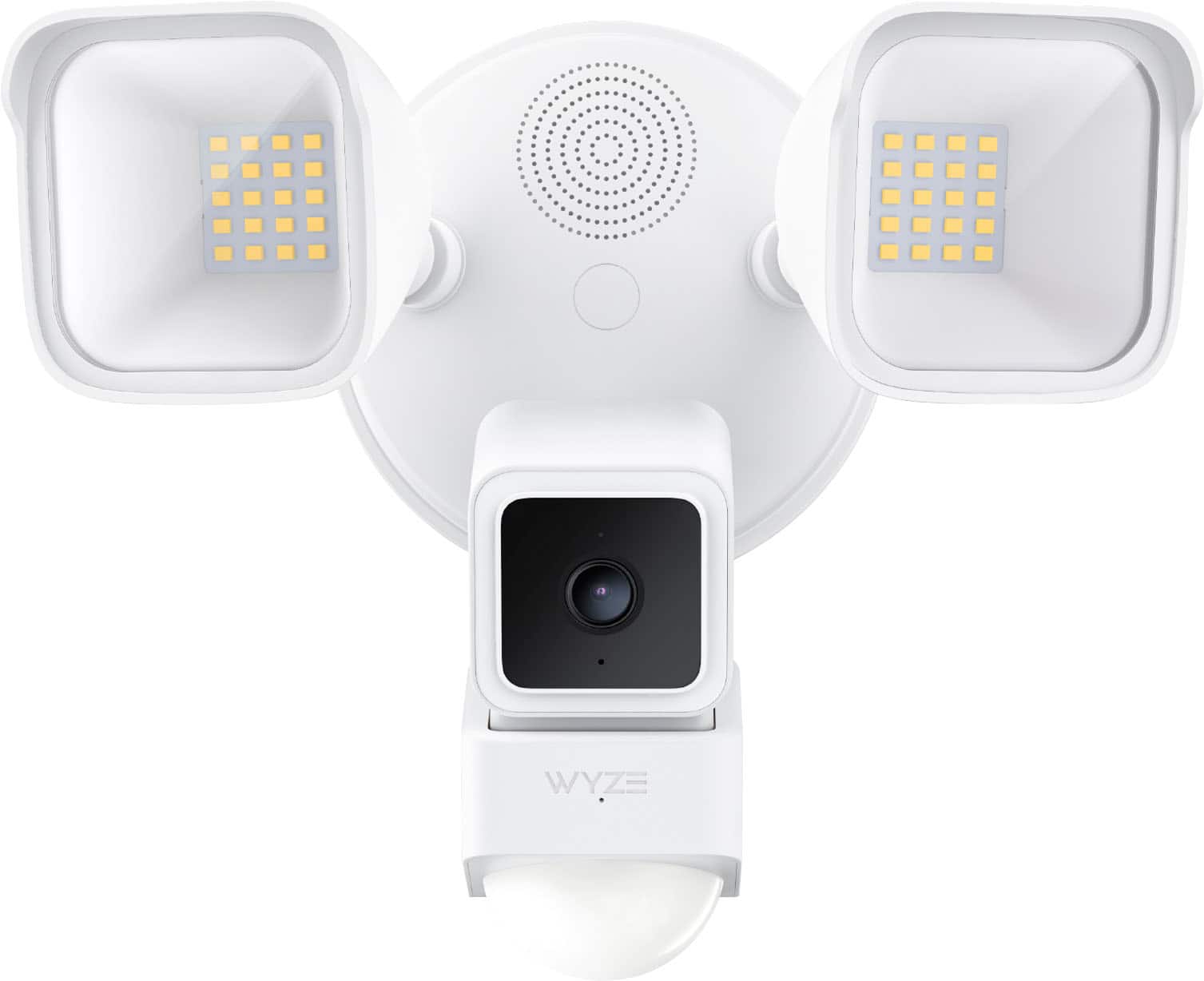 Front. Wyze - Wired Outdoor Wi-Fi Floodlight Home Security Camera - White.