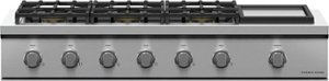 Fisher & Paykel - 48 in. Professtional 6 Burner Drop-In Gas Cooktop with Griddle - Stainless Steel