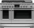 Fisher & Paykel - 48 in. Wide 6 Burner Professional 6.9 Cu. Ft. Built-in Double Oven Dual Fuel Slide-In Range with Griddle - Black