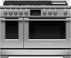 Fisher & Paykel - Professional 6.9 Cu. Ft. Built-in Double Oven Dual Fuel 6 Burner with Griddle and Self-Cleaning Natural Gas - Stainless Steel/Black Glass - Front_Zoom