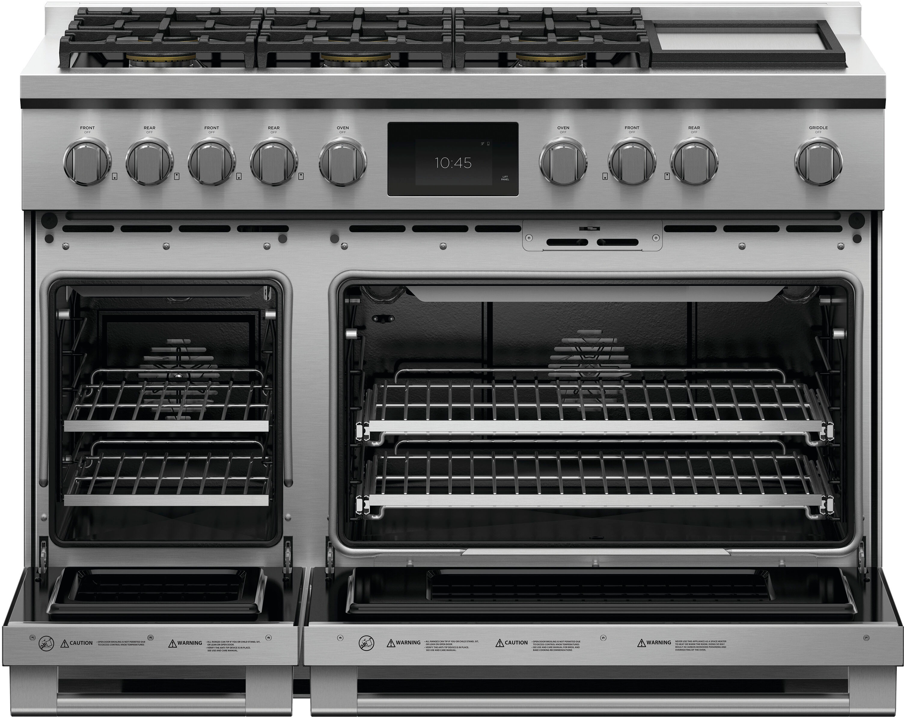 60 in. 5.9 cu. ft. Commercial 6 Burner Double Oven 2ft Griddle with cheese  melter Gas Range in Stainless Steel