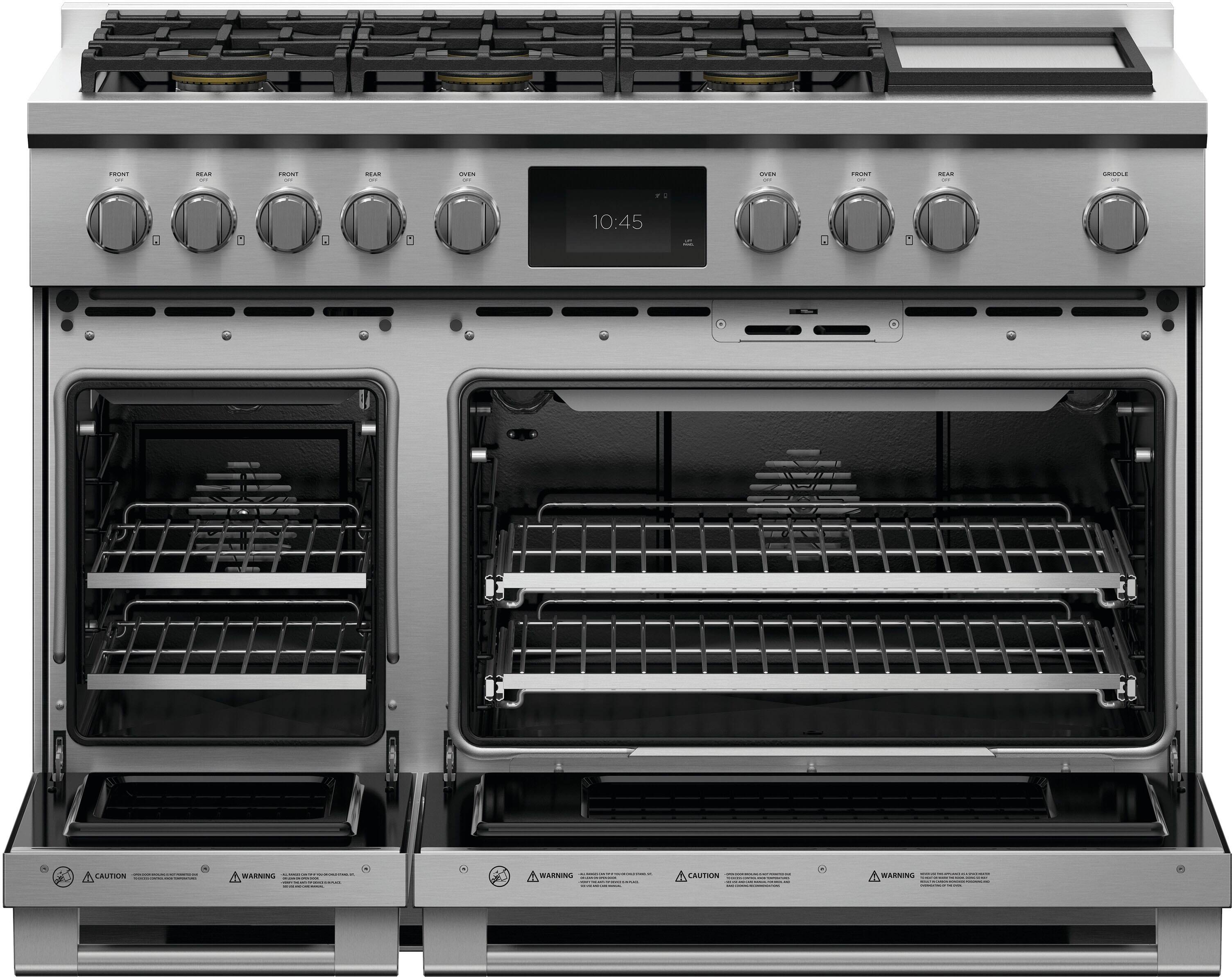 Alt View 11. Fisher & Paykel - Professional 6.9 Cu. Ft. Built-in Double Oven Dual Fuel 6 Burner with Griddle and Self-Cleaning Natural Gas - Black.