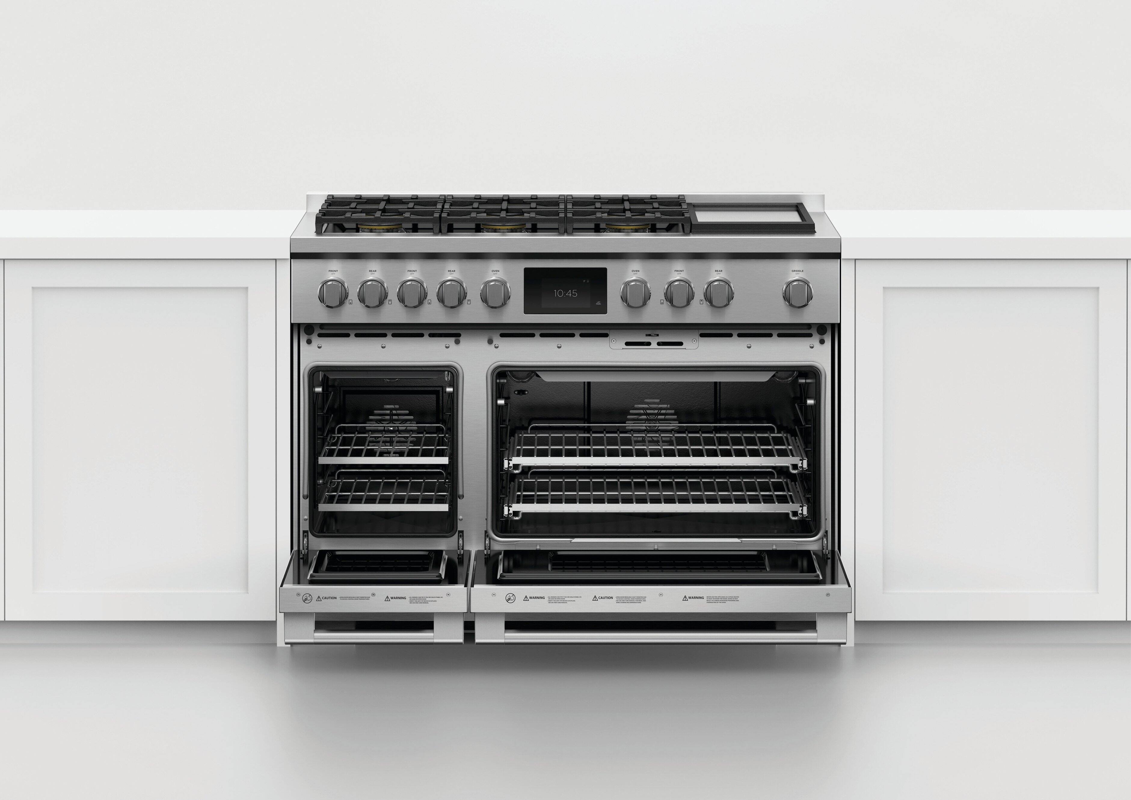 Alt View 14. Fisher & Paykel - Professional 6.9 Cu. Ft. Built-in Double Oven Dual Fuel 6 Burner with Griddle and Self-Cleaning Natural Gas - Black.