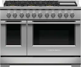 Fisher & Paykel - 7.7 Cu. Ft. Freestanding Double Oven Gas Convection Range with Griddle, LPG - Stainless Steel