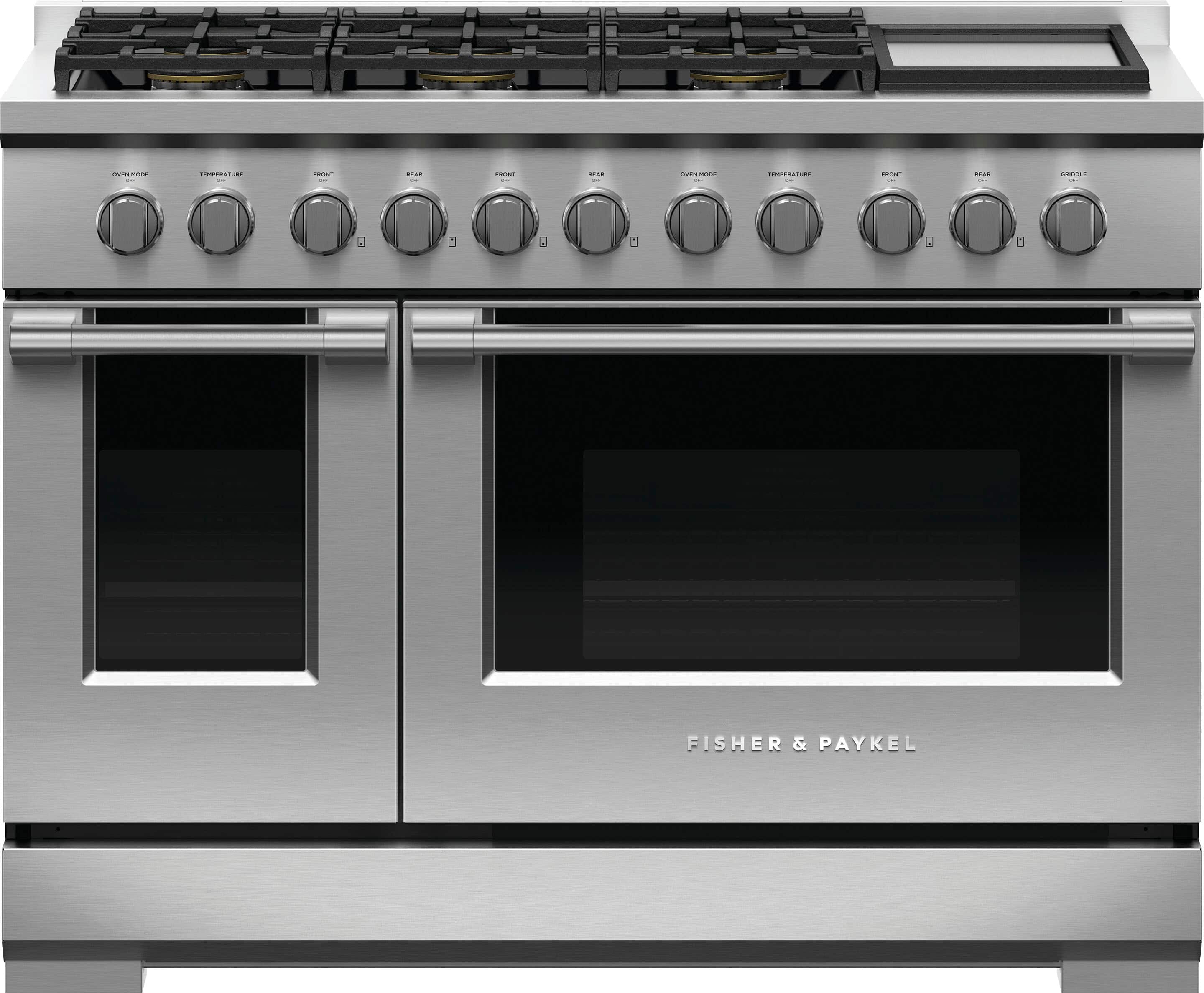 Fisher & Paykel - 7.7 Cu. Ft. Freestanding Double Oven Gas Convection Range with Griddle, NG - Stainless Steel - Front_Zoom