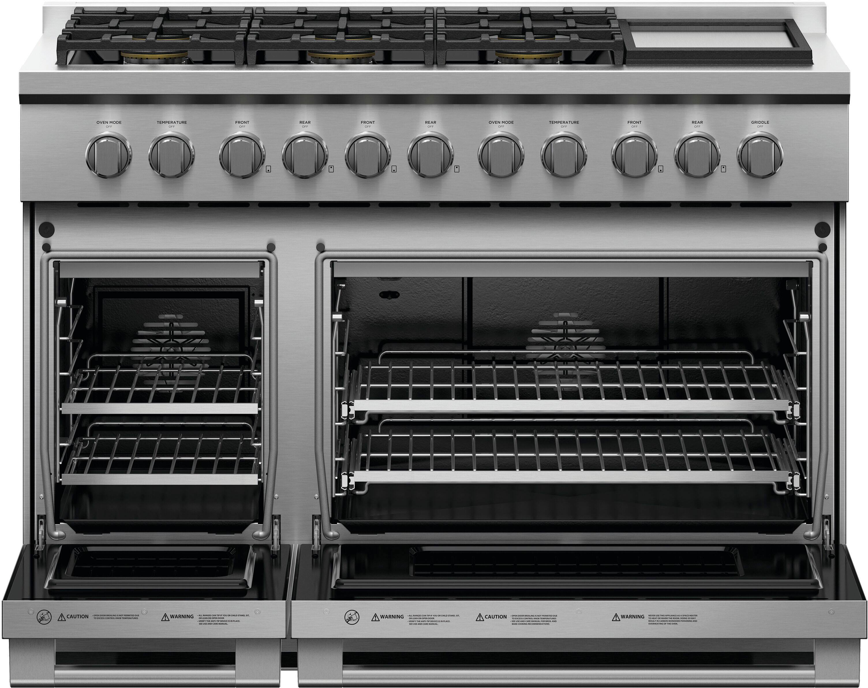Alt View 11. Fisher & Paykel - 7.7 Cu. Ft. Freestanding Double Oven Gas Convection Range with Griddle, NG - Stainless Steel.
