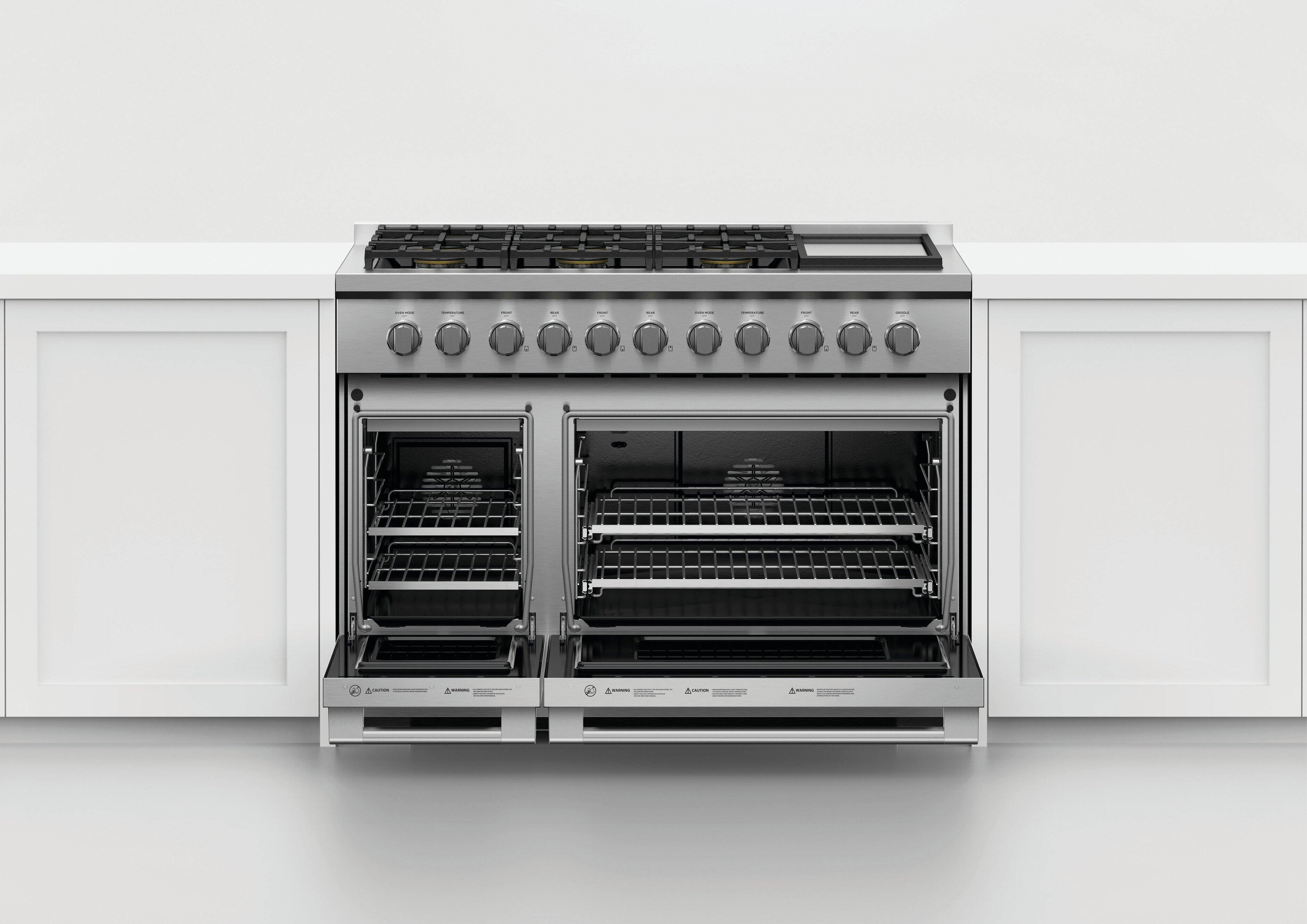 Alt View 14. Fisher & Paykel - 7.7 Cu. Ft. Freestanding Double Oven Gas Convection Range with Griddle, NG - Stainless Steel.