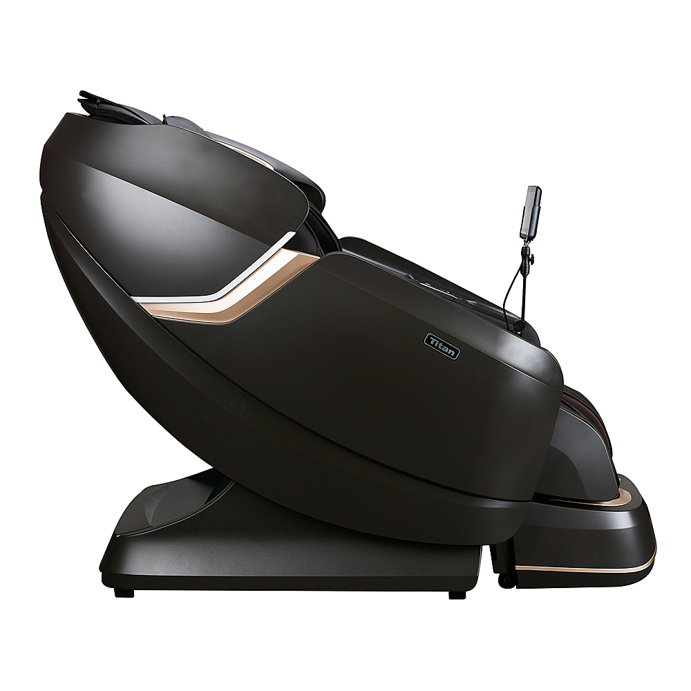 Left View: Titan - Pro Vigor 4D Massage Chair - Brown