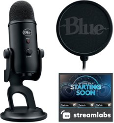 Logitech - Blue Yeti Game Streaming USB Condenser Microphone Kit with Blue VO!CE, Exclusive Streamlabs Themes, Custom Pop Filter - Front_Zoom