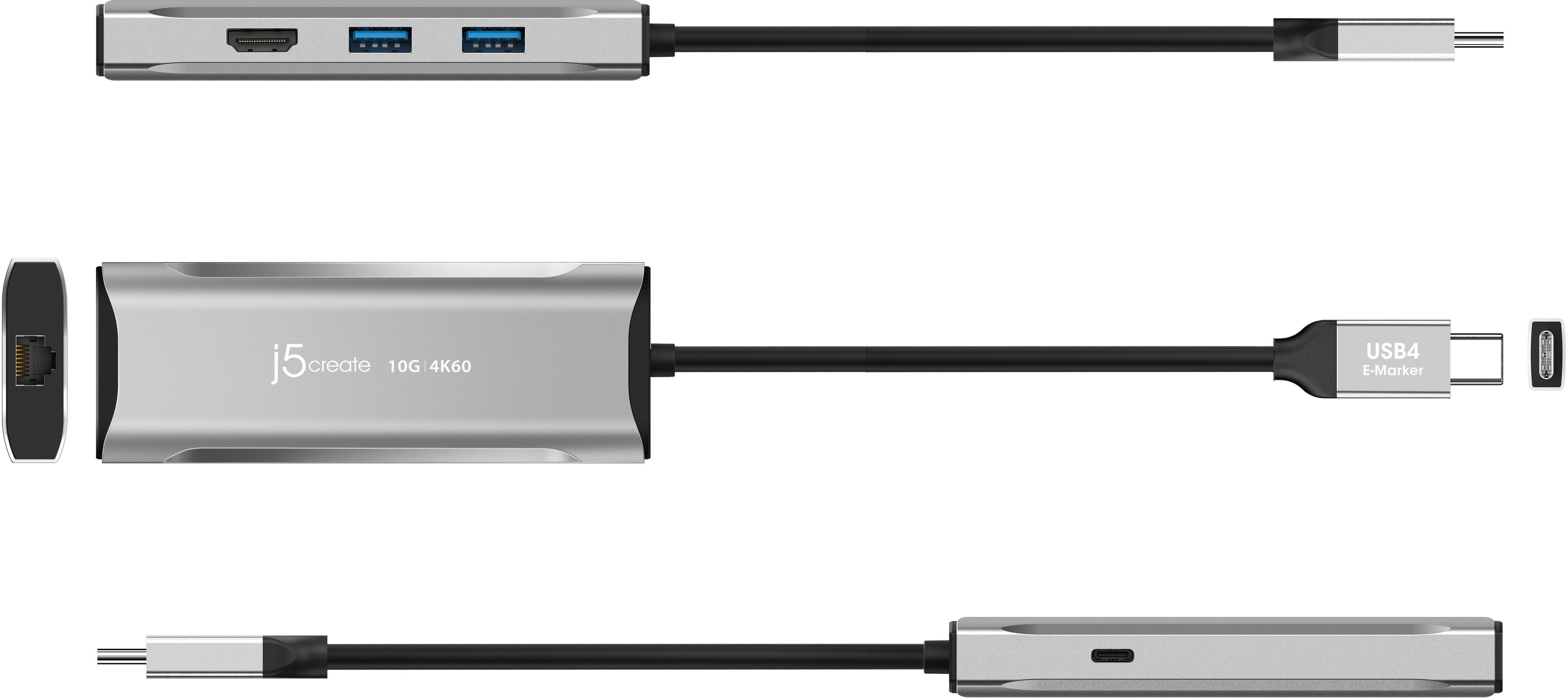 Alt View 17. j5create - 4K60 Elite USB-C 10Gbps Travel Dock - Space Grey.