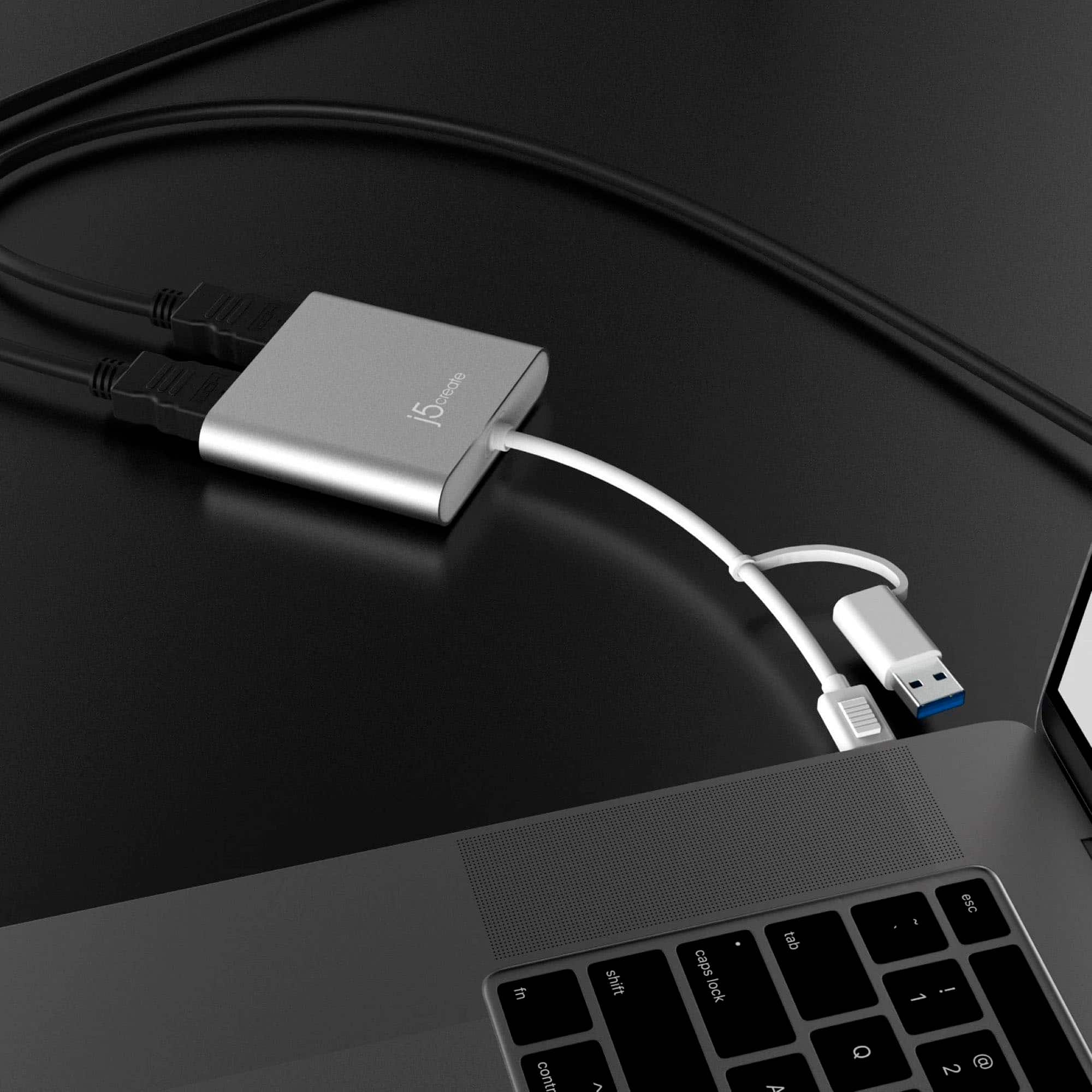 Alt View 1. j5create - USB-C to Dual HDMI Multi-Monitor Adapter - Silver.