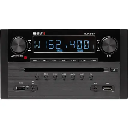 Front. MB Quart - RV Bluetooth DVD Receiver - Black.