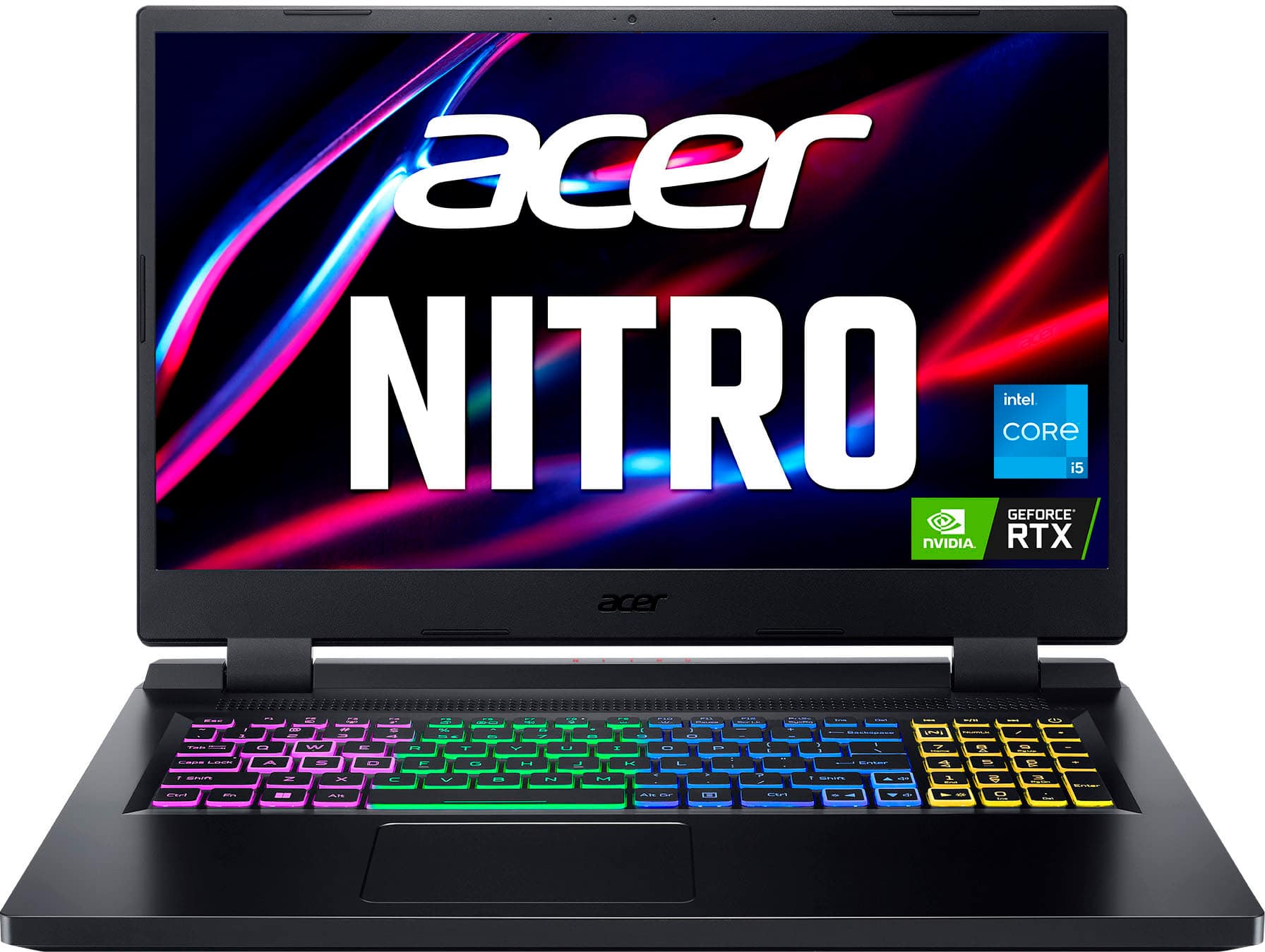 Angle. Acer - Nitro 5 17.3" Full HD IPS 144Hz Gaming Laptop- Intel Core i5-12500H- NVIDIA GeForce RTX 3050-512GB PCIe Gen 4 SSD - Black.