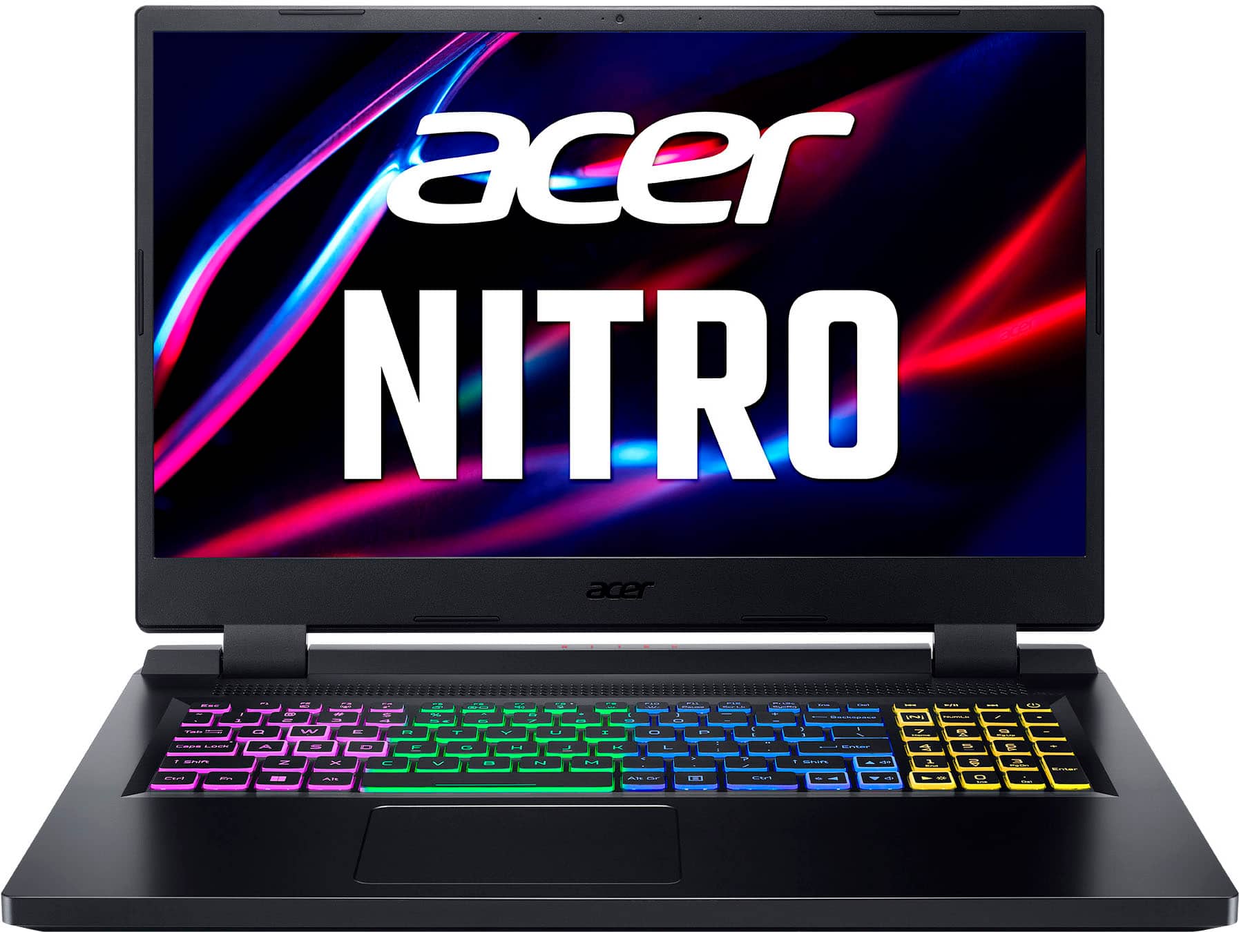 Front. Acer - Nitro 5 17.3" Full HD IPS 144Hz Gaming Laptop- Intel Core i5-12500H- NVIDIA GeForce RTX 3050-512GB PCIe Gen 4 SSD - Black.
