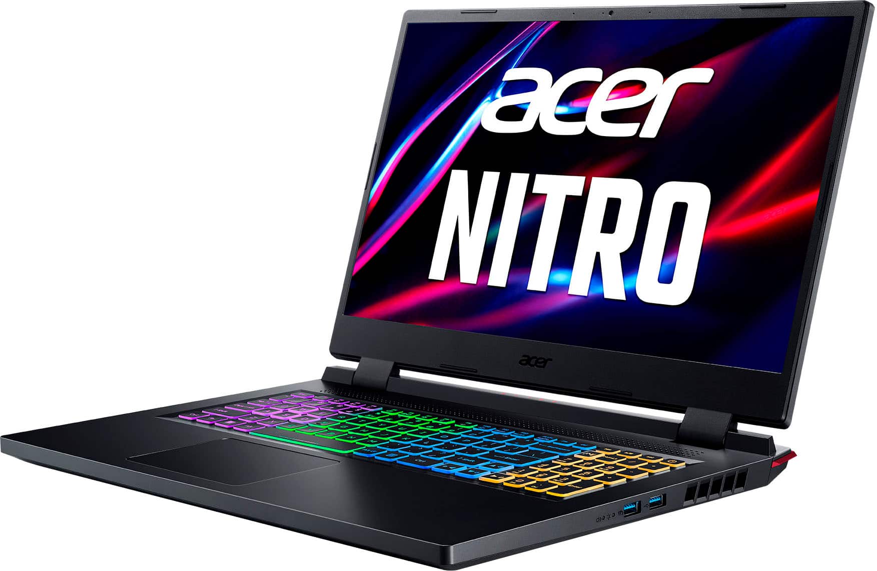 Left. Acer - Nitro 5 17.3" Full HD IPS 144Hz Gaming Laptop- Intel Core i5-12500H- NVIDIA GeForce RTX 3050-512GB PCIe Gen 4 SSD - Black.