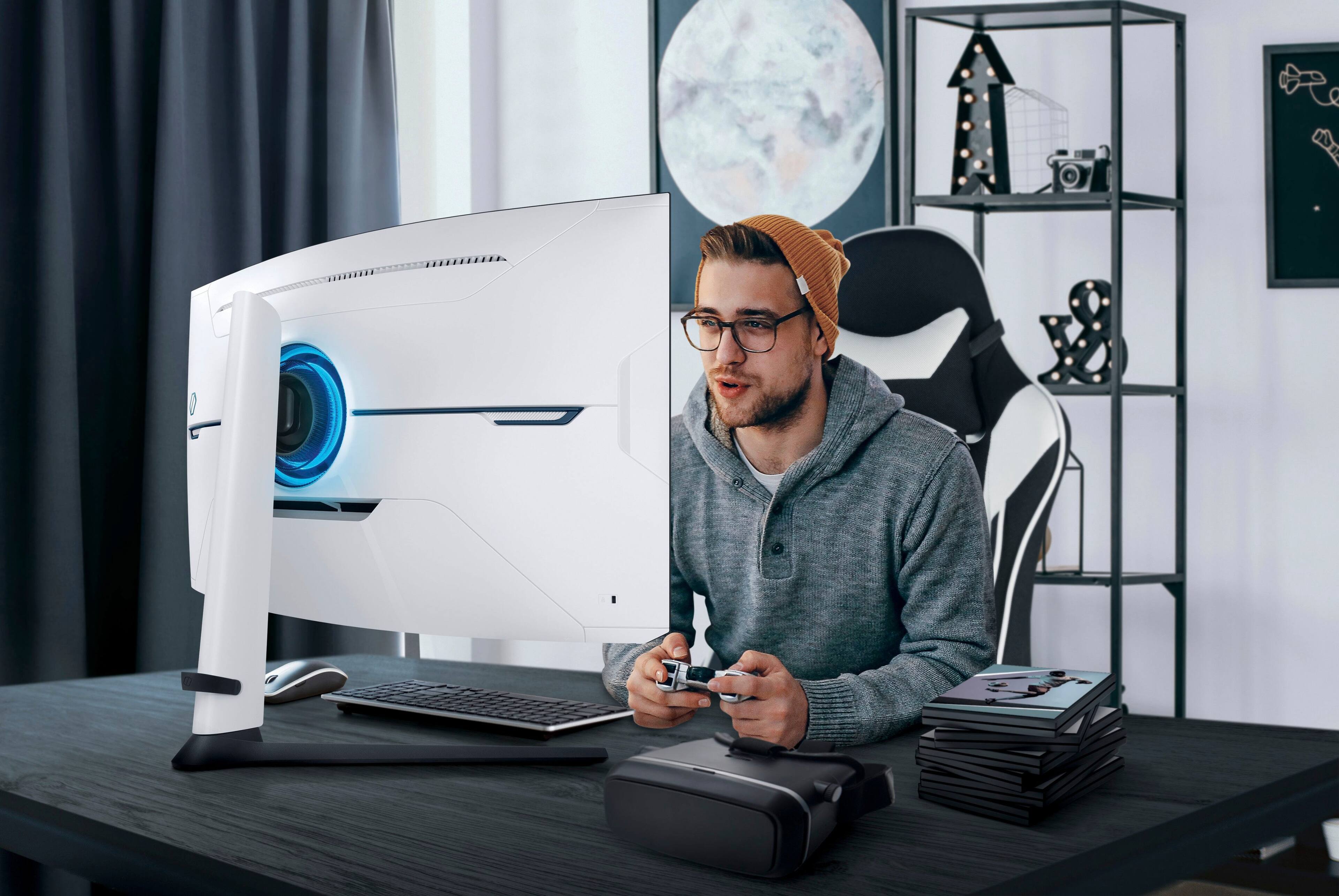 Alt View 27. Samsung - 32" Odyssey Neo G8 Curved 4K UHD FreeSync Premium Pro & G-Sync Compatible  240Hz 1ms Gaming Monitor - Black.