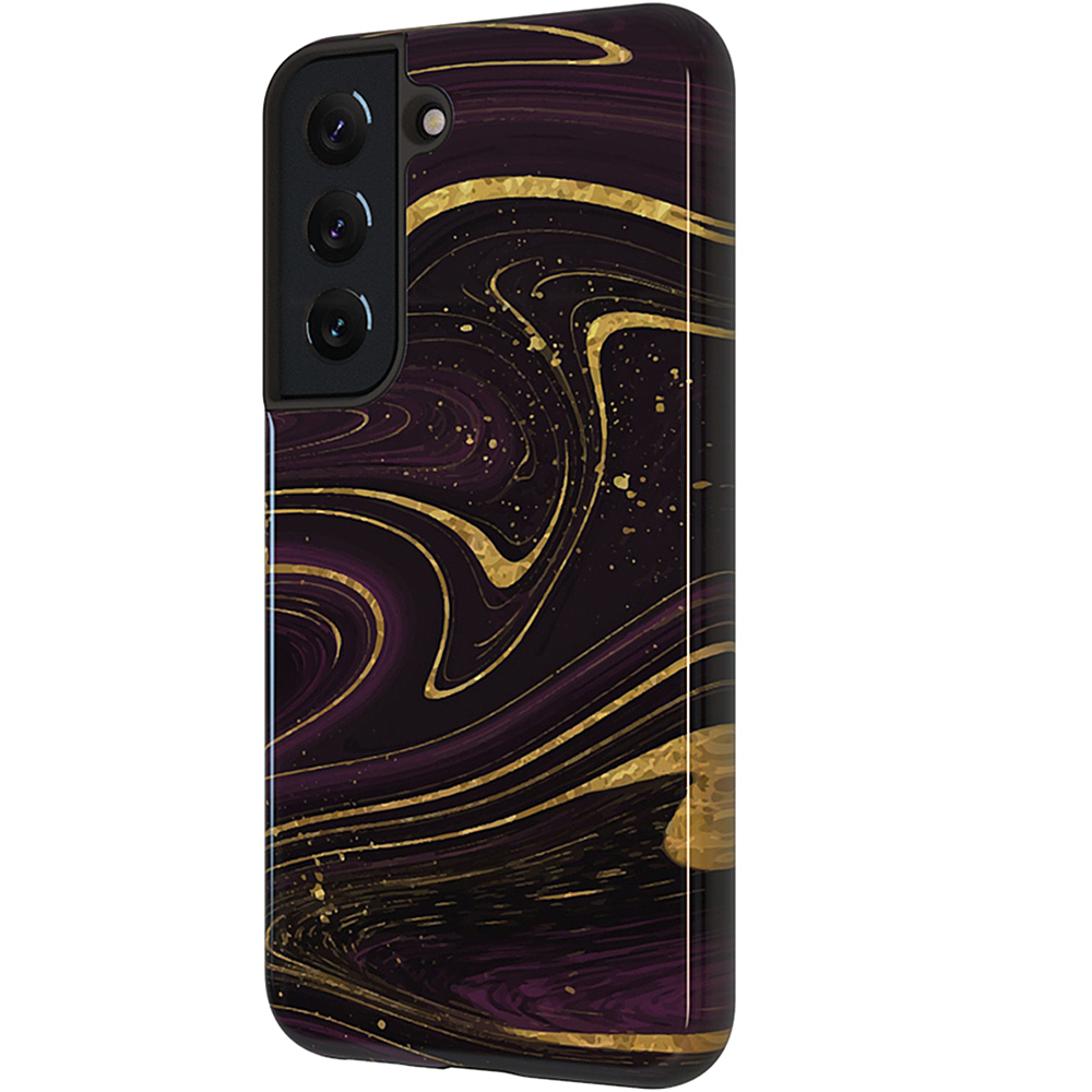 Angle View: ArtsCase - StrongFit Designers Case for Samsung S22 - Purple / Gold