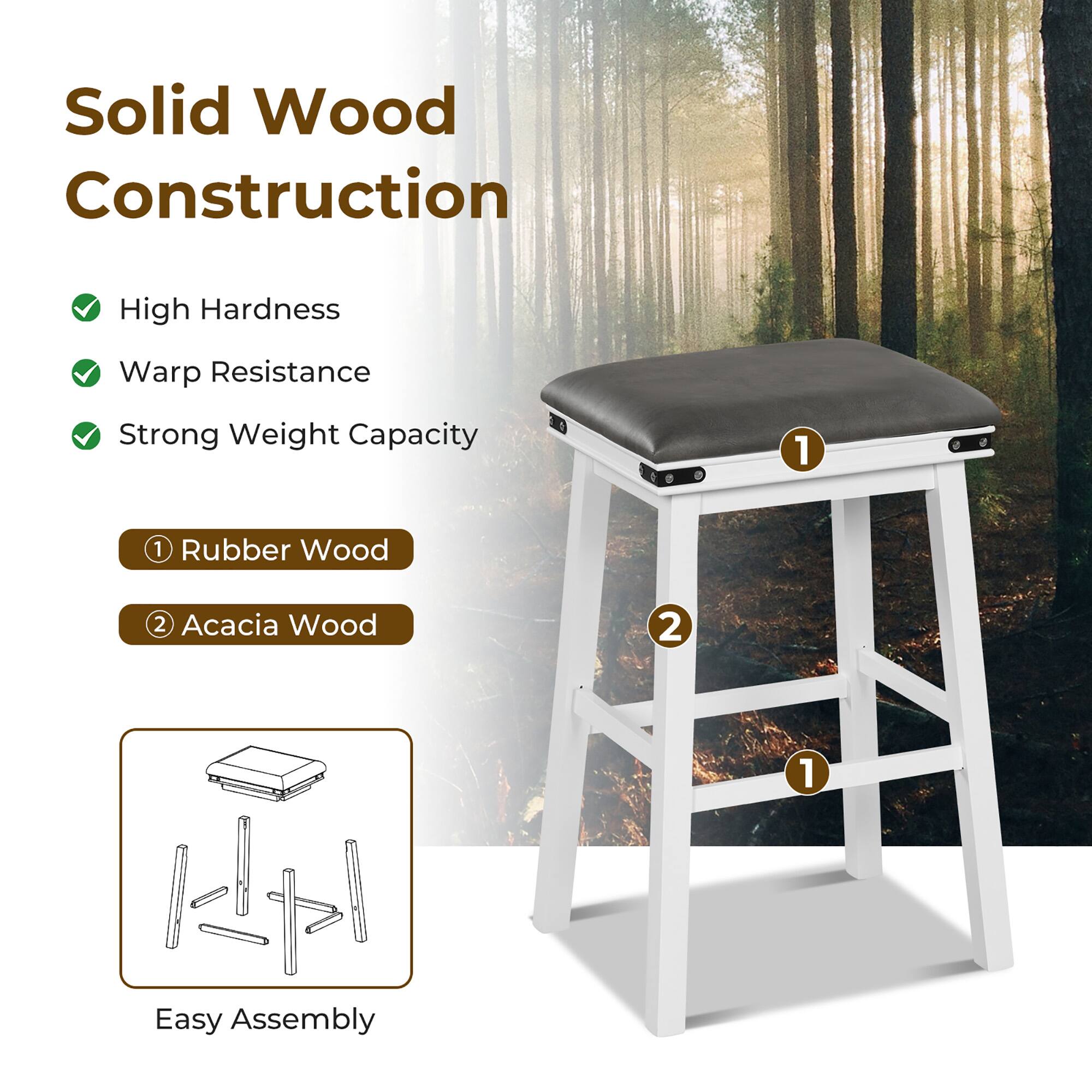 Solid Wood Construction, High Hardness, Warp Resistance, Strong Weight Capacity, 1 Rubber Wood, 2 Acacia Wood, Easy Assembly