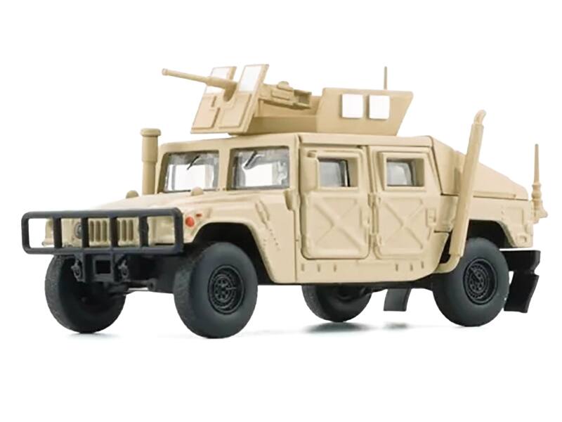 Angle. BM Creations - HUMVEE 4-CT Military Vehicle Desert Tan with Alternative Tops 1/64 Diecast Model Car by BM Creations - Tan.