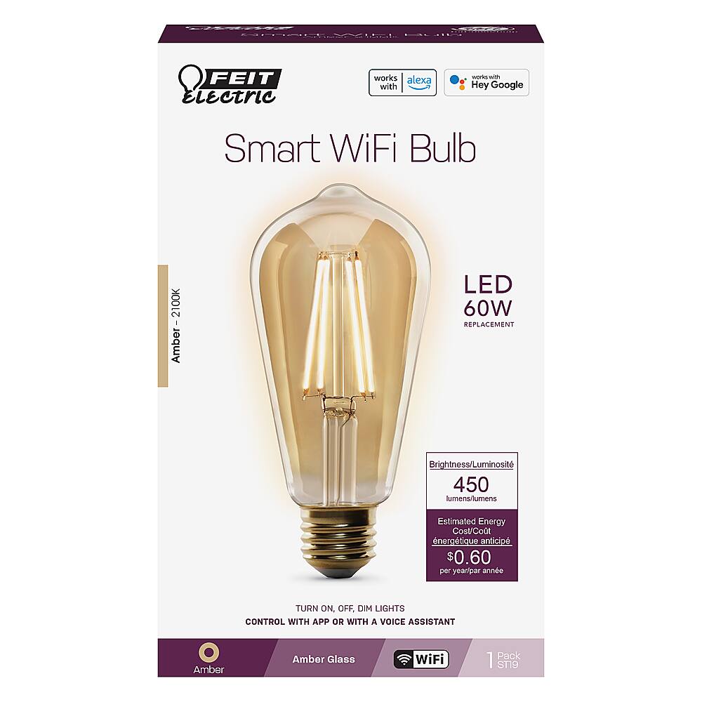 Alt View 11. FEIT ELECTRIC - Smart LED E26 Light Bulb - Amber.