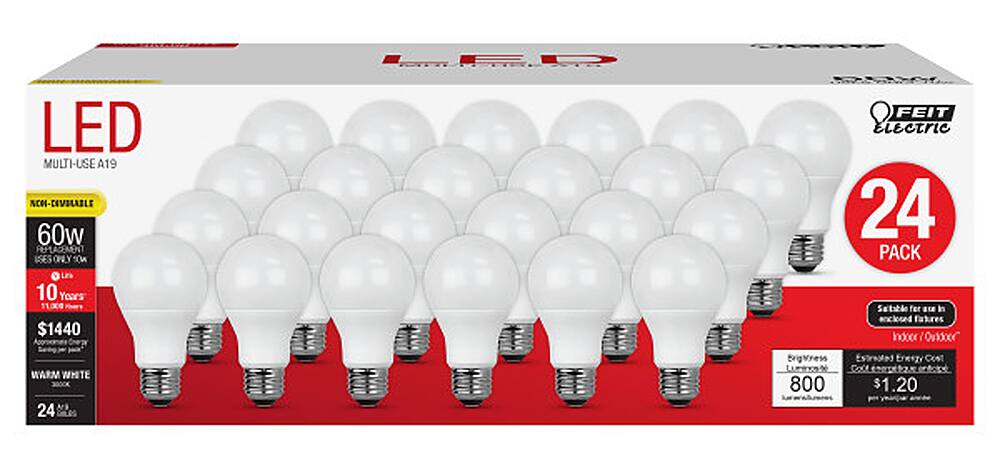 Alt View 11. FEIT ELECTRIC - 800-Lumen, 10W A19 LED Light Bulb, 60W Equivalent (24-Pack) - Warm White.