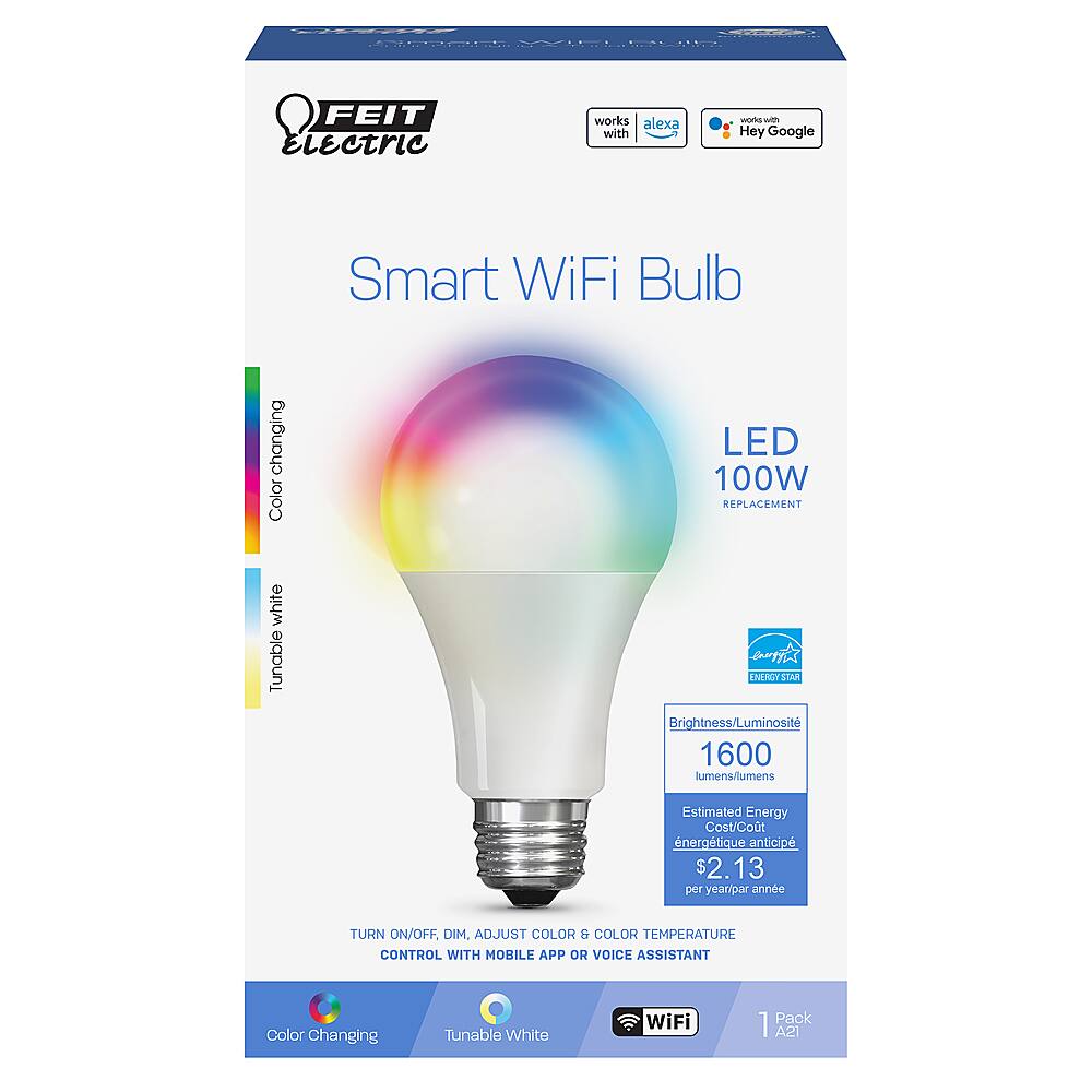 Alt View 11. FEIT ELECTRIC - Smart LED E26 Light Bulb - Multicolor.