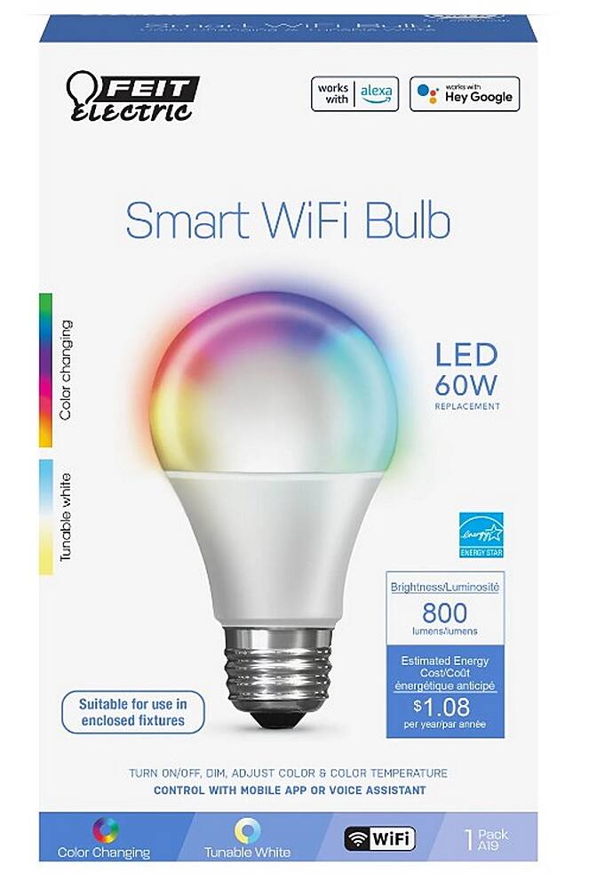 Alt View 11. FEIT ELECTRIC - A19 Smart LED Light Bulb (3-Pack) - Multicolor.