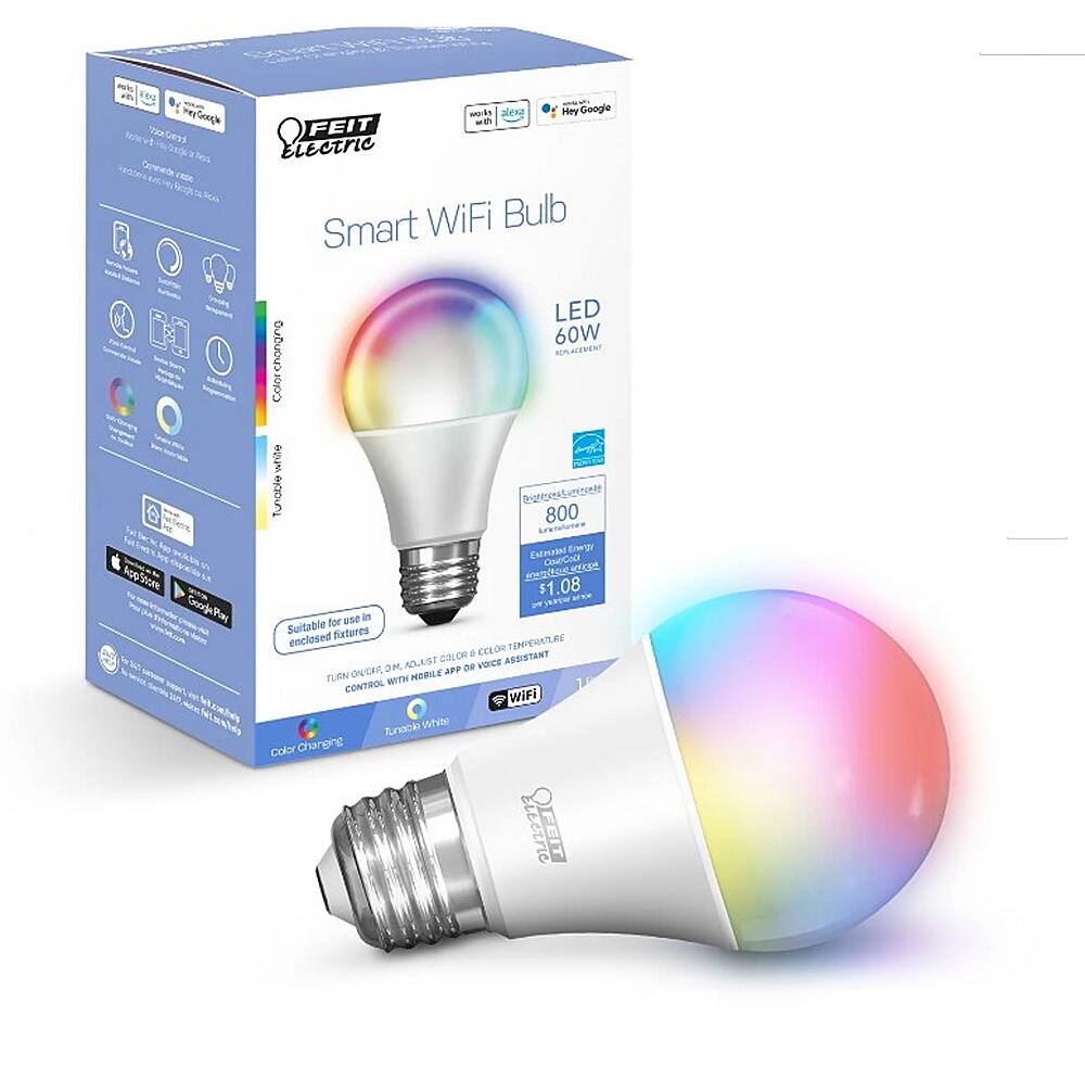 Alt View 12. FEIT ELECTRIC - A19 Smart LED Light Bulb (3-Pack) - Multicolor.