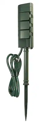Front. FEIT ELECTRIC - Outdoor 6-Outlet Smart Wi-Fi Yard Stake - Green.