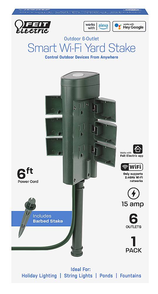 Alt View 1. FEIT ELECTRIC - Outdoor 6-Outlet Smart Wi-Fi Yard Stake - Green.