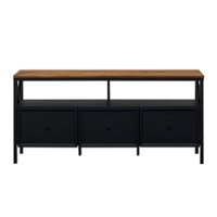 Walker Edison - 60" Modern Farmhouse Solid Wood TV Stand for Most TVs up to 65” - Rustic Oak/Black - Front_Zoom