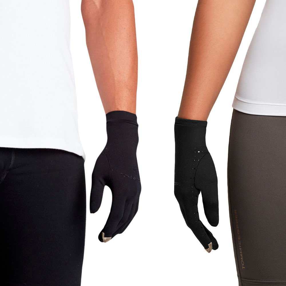 Angle View: Tommie Copper - Unisex Compression Infrared Full Finger Gloves - Black