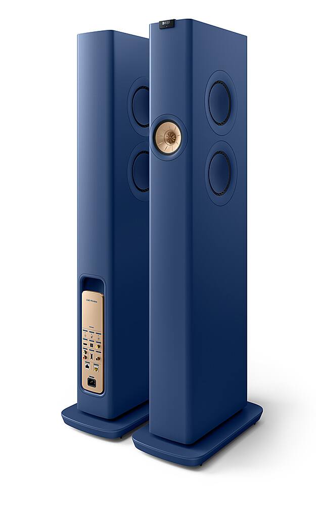 Angle. KEF - LS60 Wireless Floorstanding Speakers Pair - ROYAL BLUE.