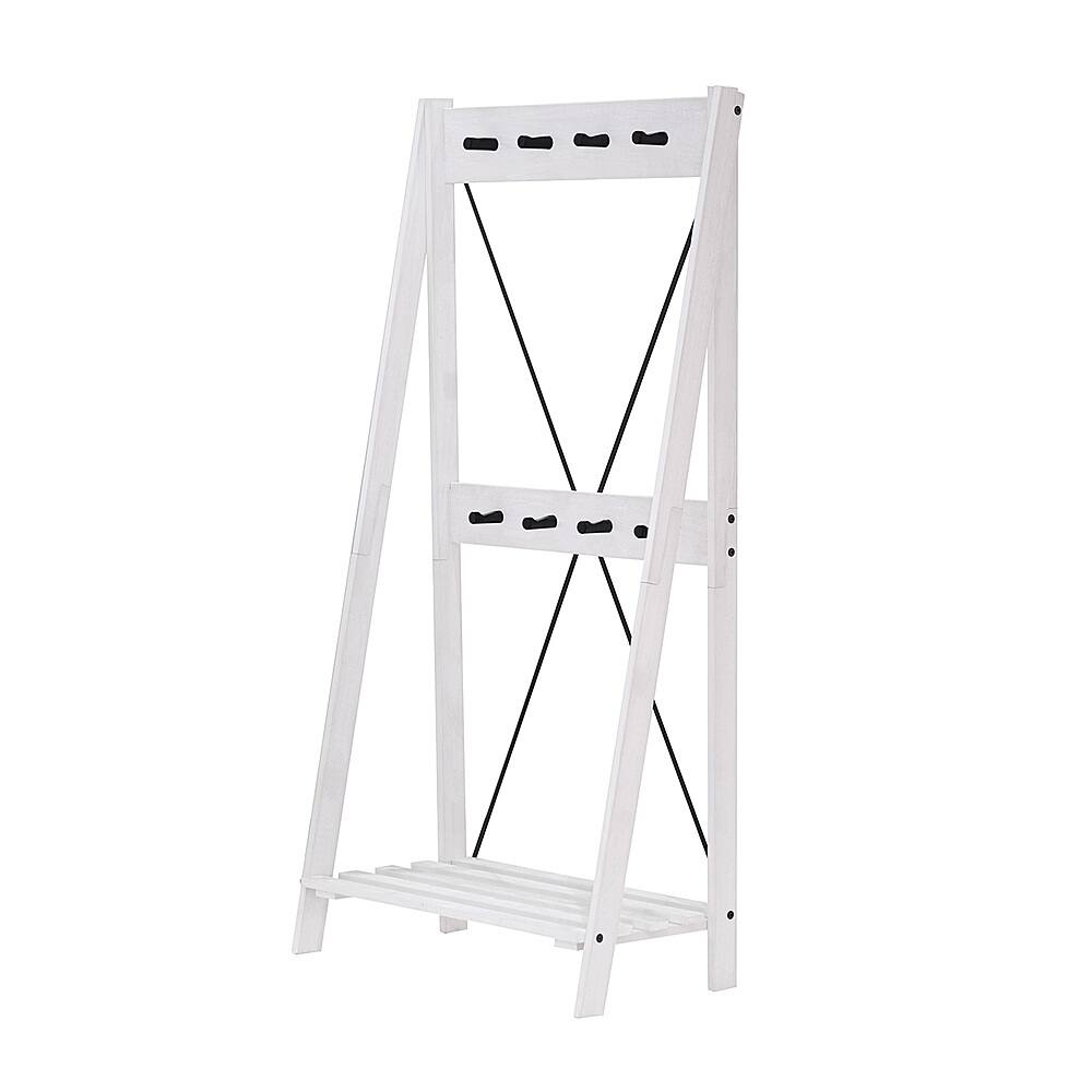 Walker Edison Modern Solid Wood Hall Tree with Shoe Storage White wash ...