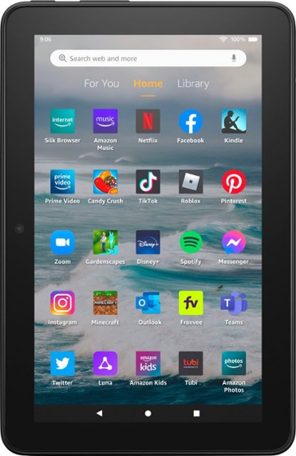 Front. Amazon - Fire 7 (2022) 7” tablet with Wi-Fi 16 GB - Black.