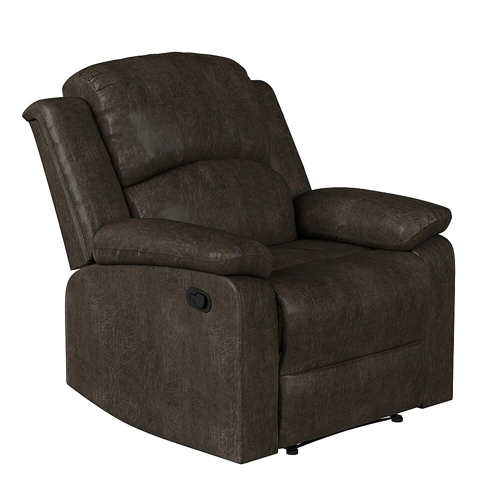 Angle View: Relax A Lounger - Dorian Recliner in Faux Leather - Dark Brown