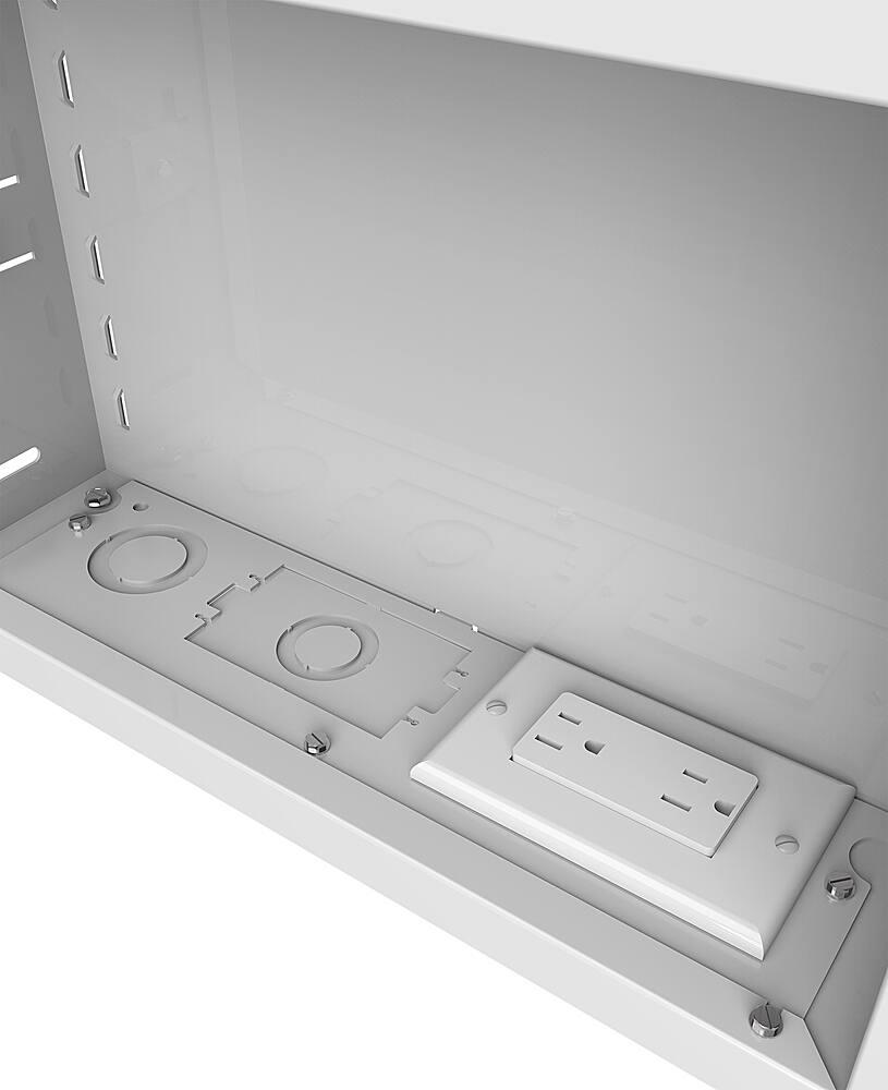 Angle. Peerless-AV - 14x9" In-wall Box with Duplex Surge Suppressor - White.
