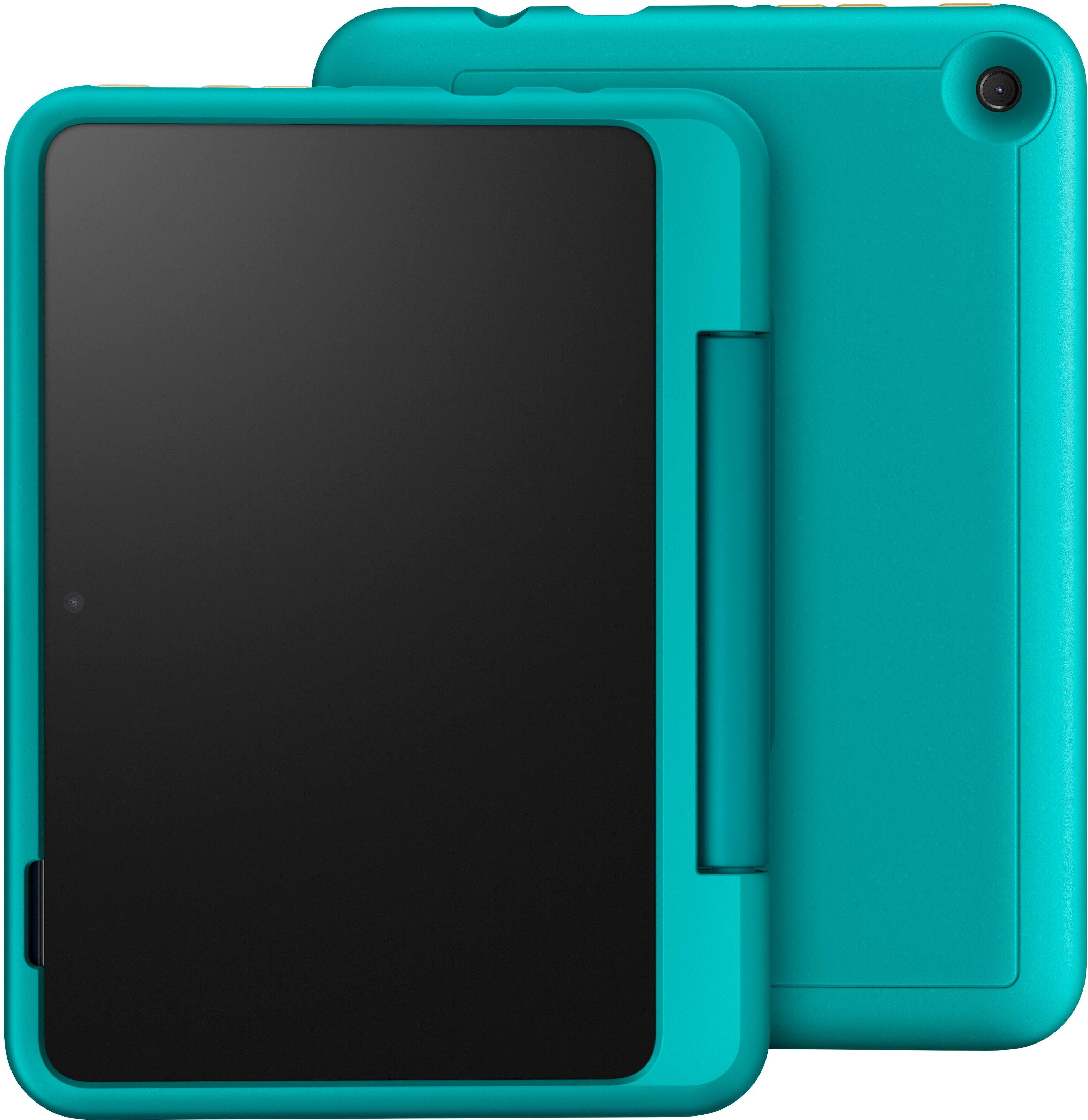 Left View: Amazon - Kid-Friendly Case for Fire 7 tablet (Only compatible with 10th generation tablet, 2022 release) - Hello Teal