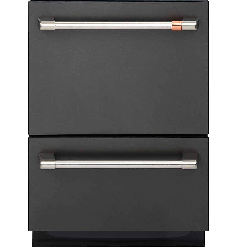Front. Café - 24" Top Control Built-In Double Drawer Dishwasher, Customizable - Matte Black.