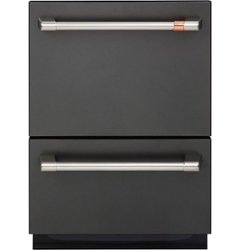 Café - 24" Top Control Built-In Double Drawer Dishwasher, Customizable - Matte Black - Front_Zoom