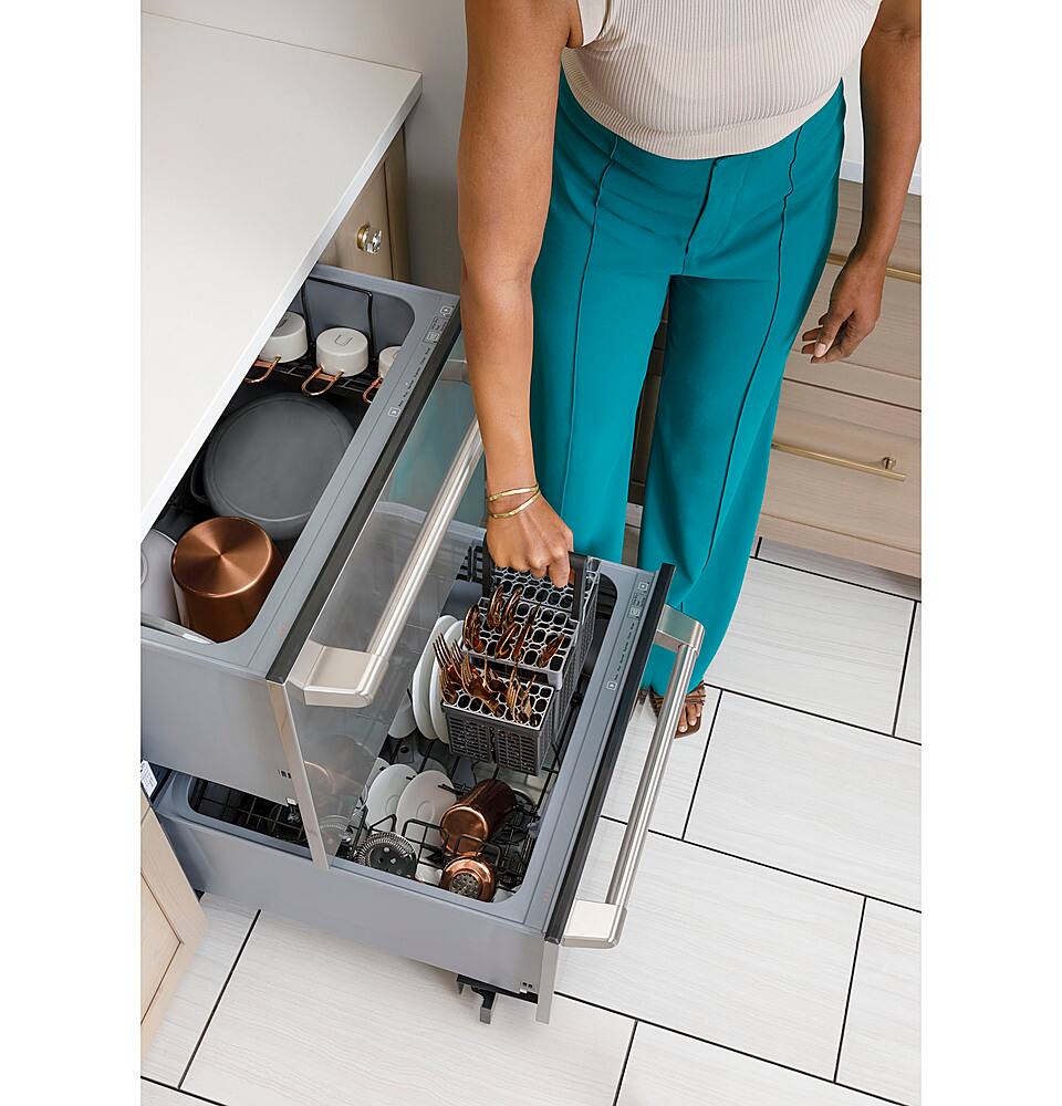 Alt View 22. Café - 24" Top Control Built-In Double Drawer Dishwasher, Customizable - Matte Black.