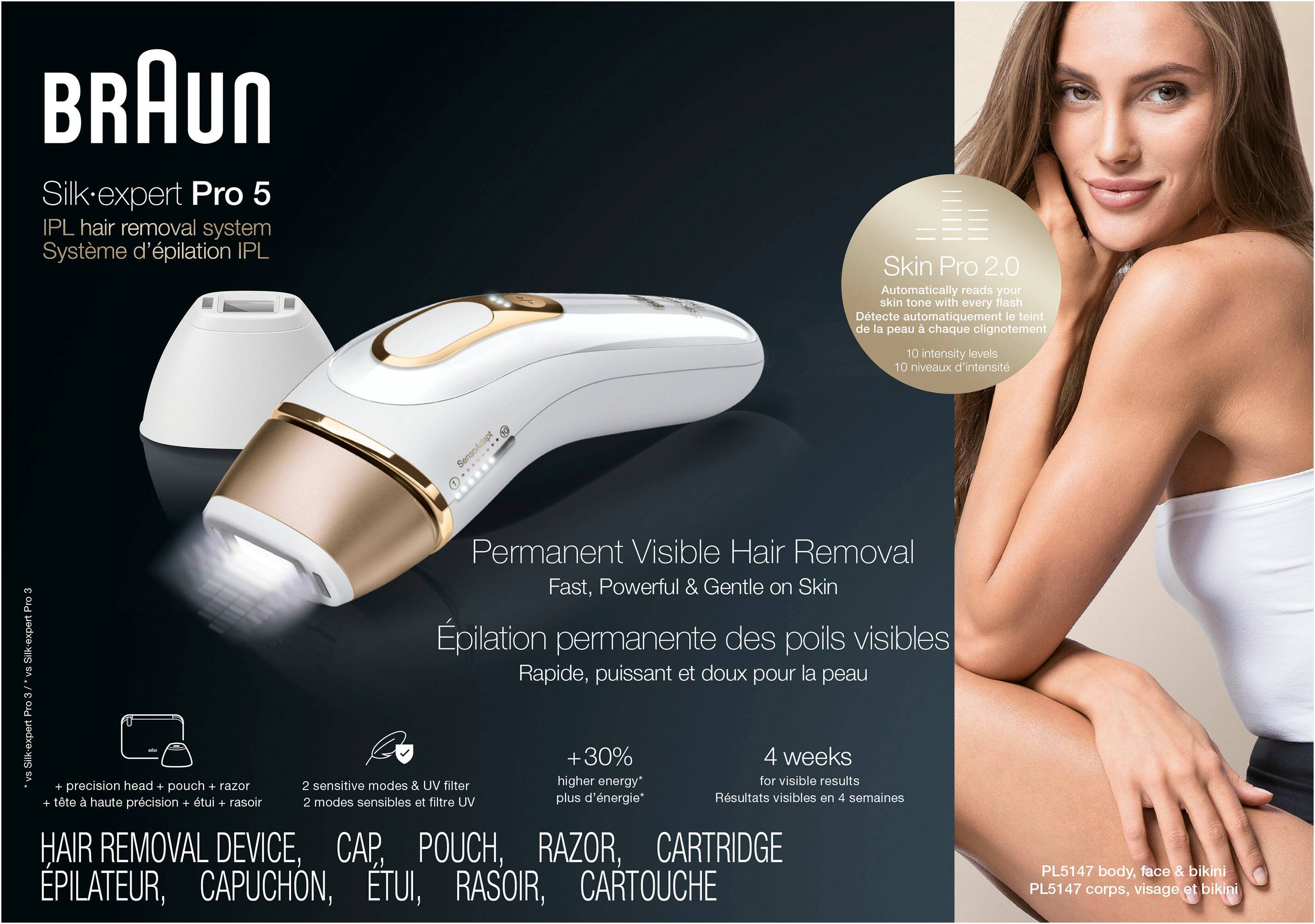 Braun Pro5 PL5147 Women's IPL Hair Removal Kit White-Gold PL5147