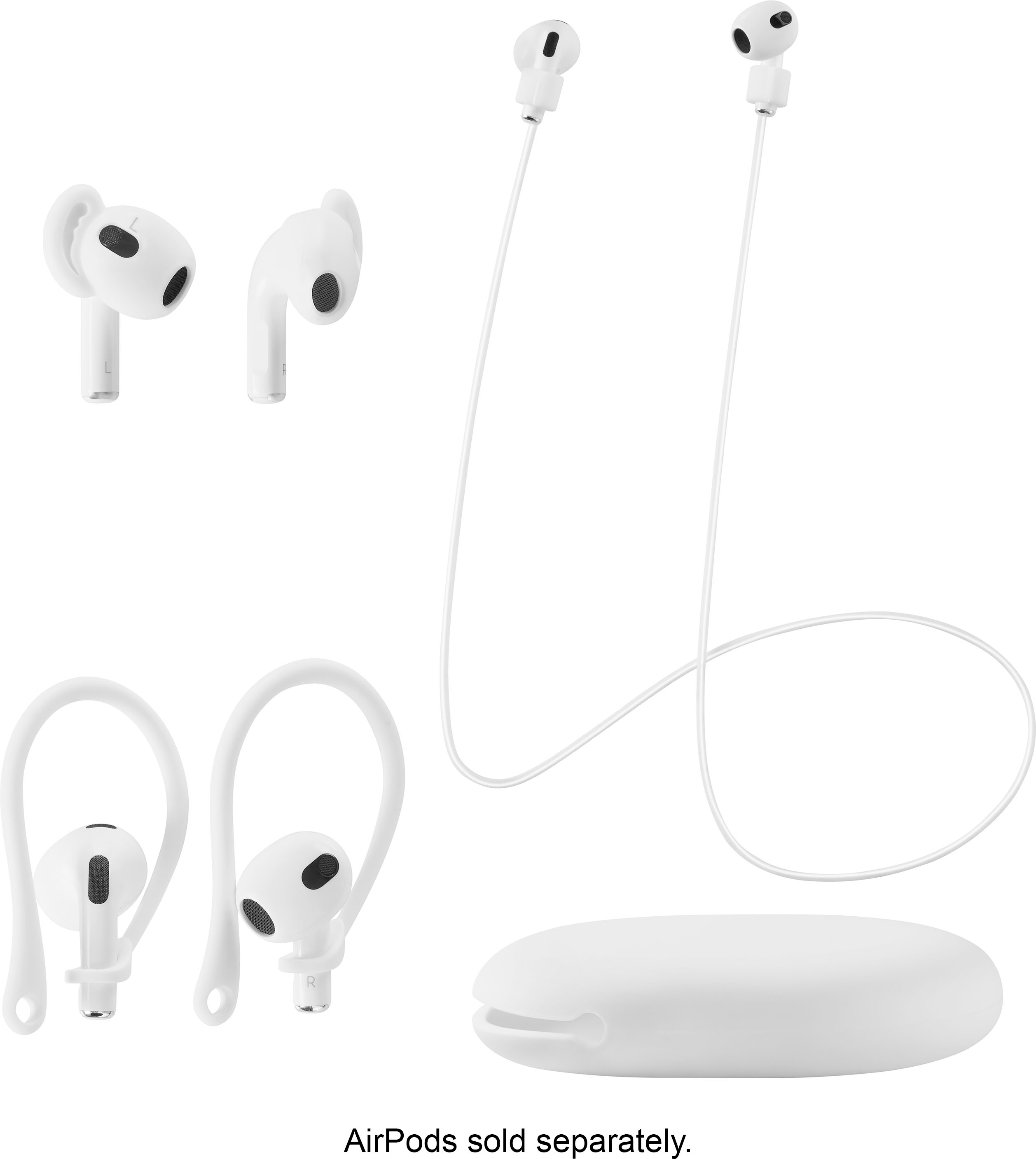 Angle View: Best Buy essentials™ - Accessories for Apple AirPods (3rd Generation) - White