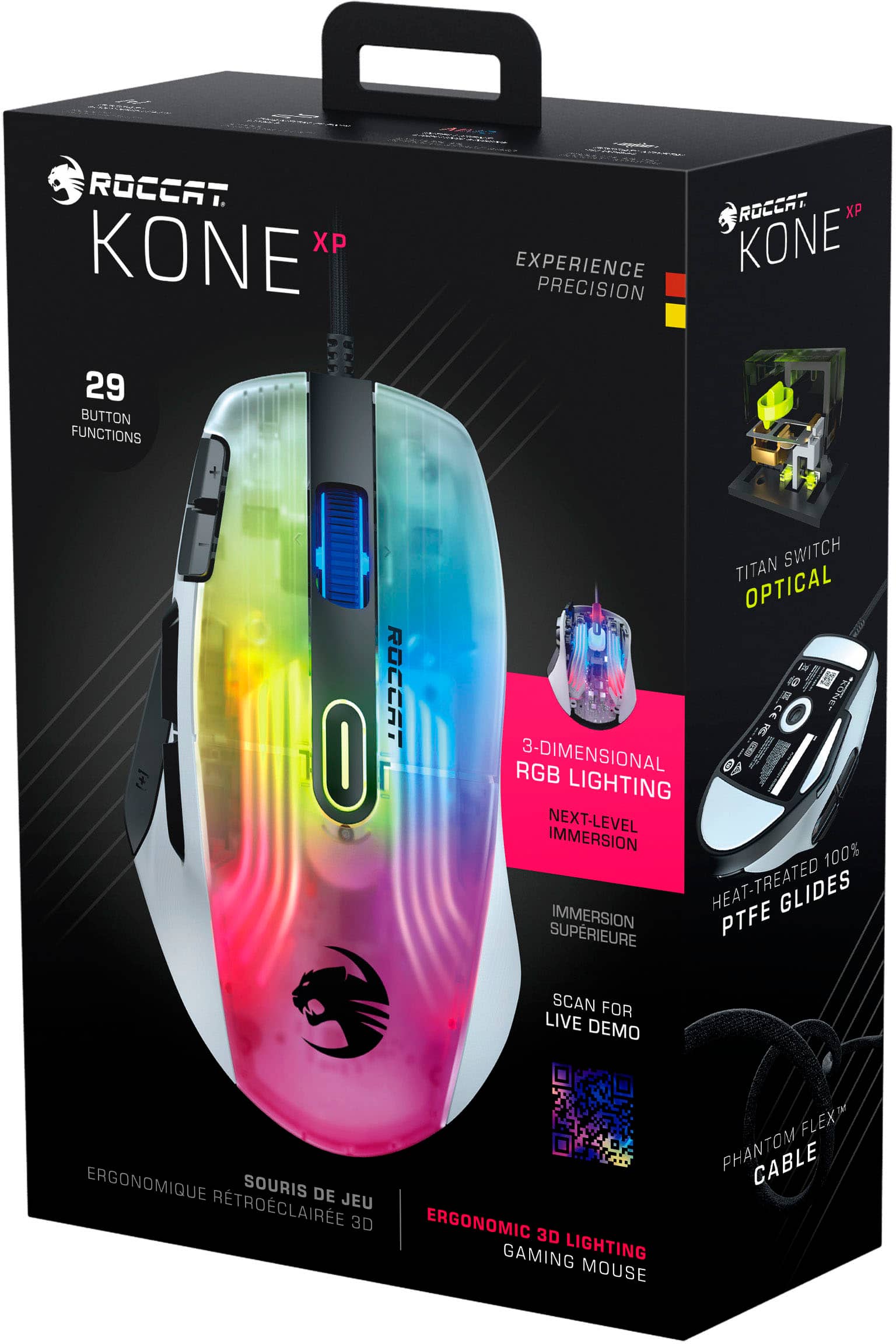 Roccat Kone XP – Mouse Gaming Con 22 LED RGB E Sensore 19.000 DPI | Rotellina 4D In Cristallo E Switch Ottici