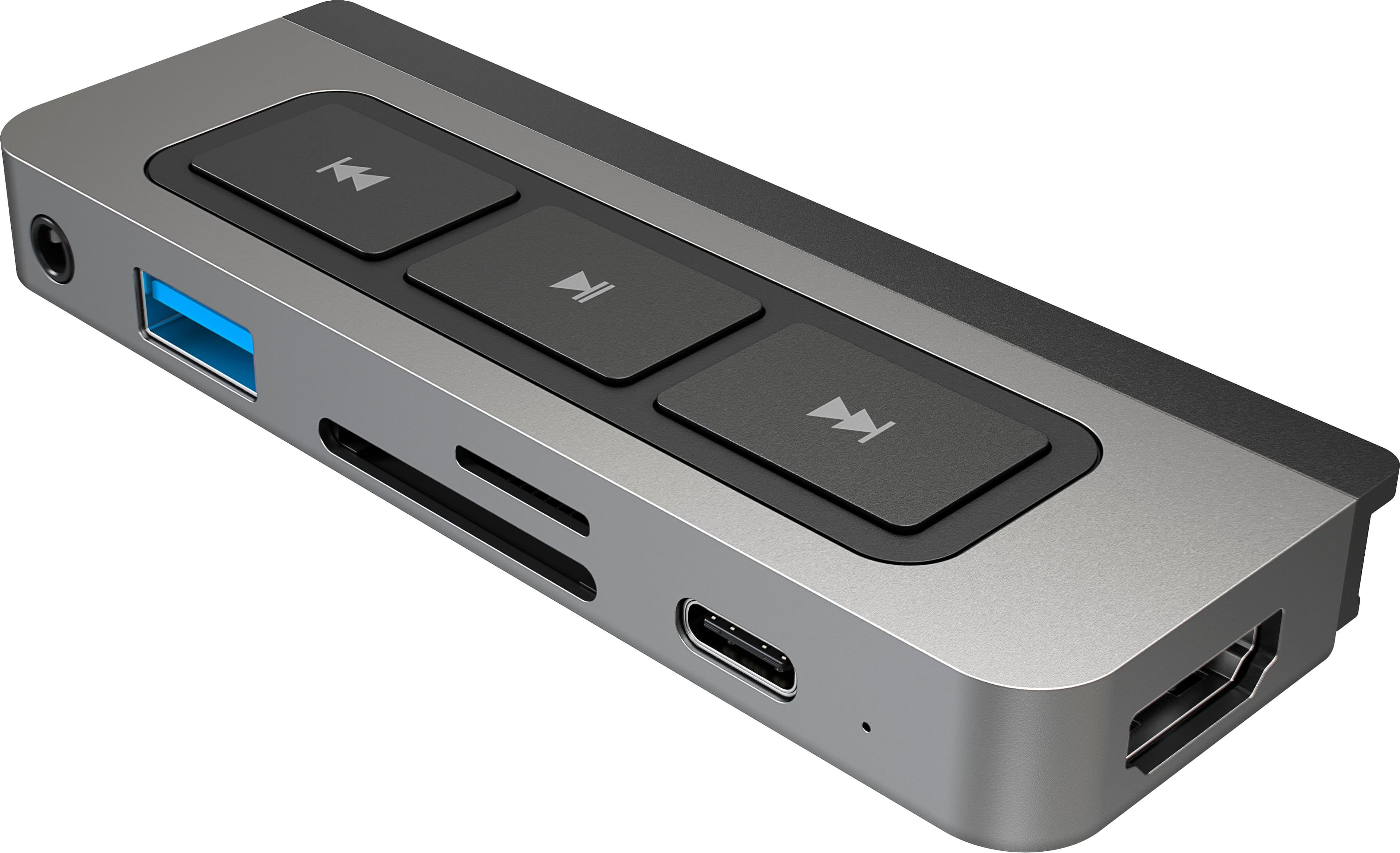 Angle. Hyper - HyperDrive 6-in-1 USB-C Media Hub - Space Gray.
