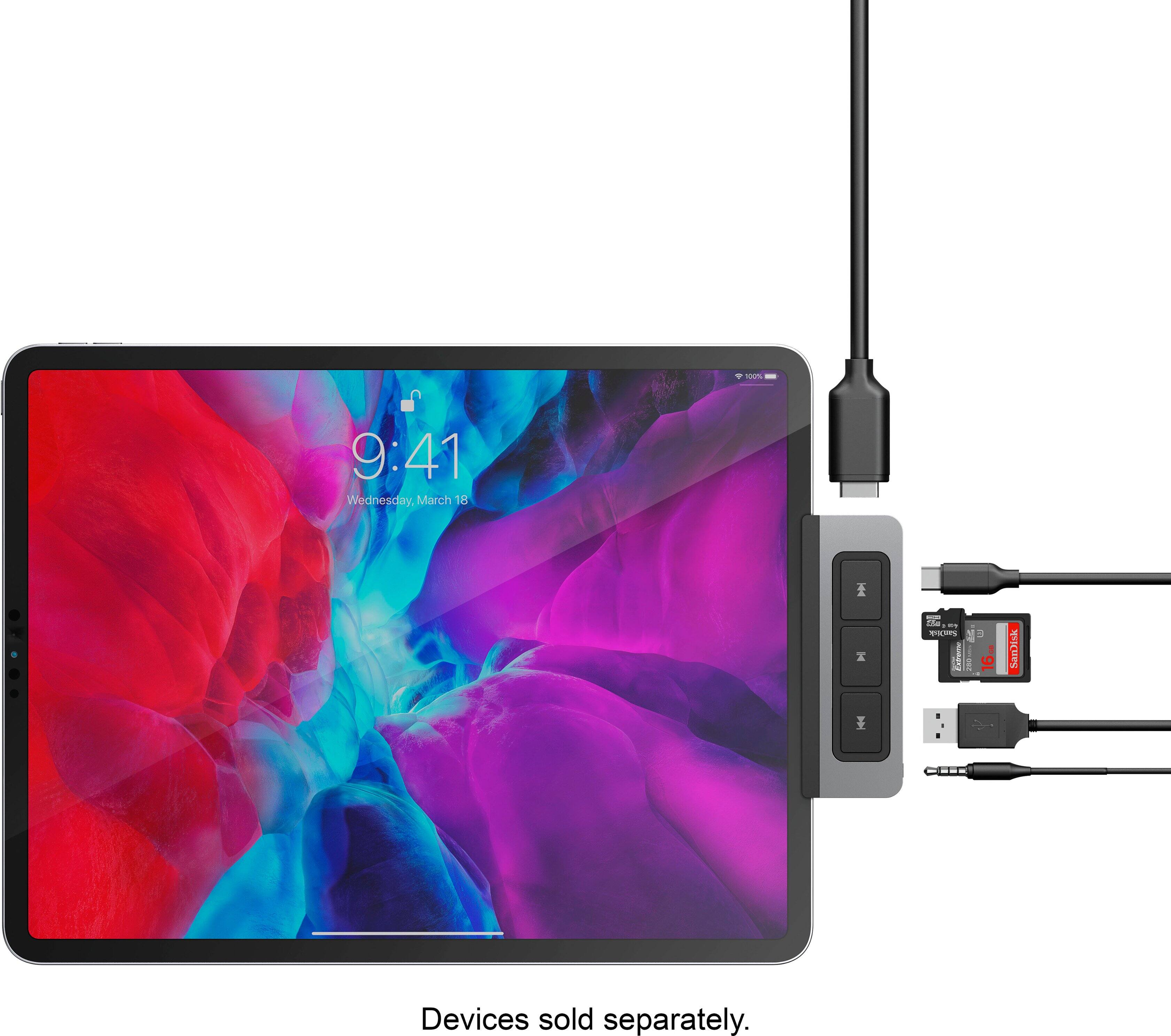 Left. Hyper - HyperDrive 6-in-1 USB-C Media Hub - Space Gray.
