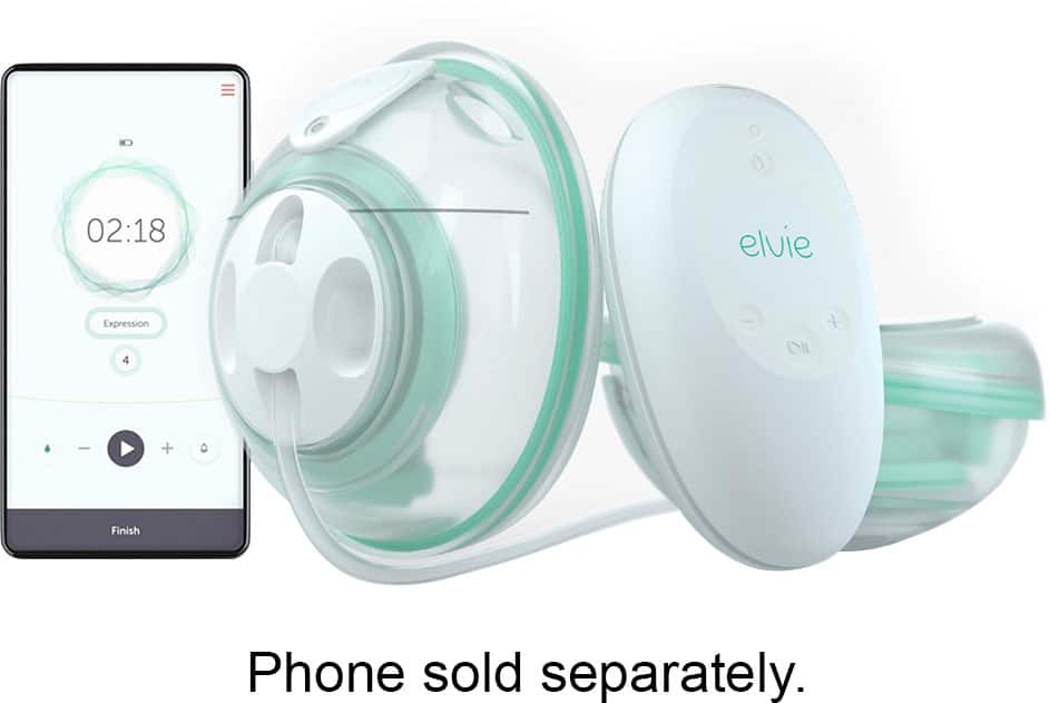 Left Zoom. Elvie - Stride Plus Hands-Free, Hospital-Grade Electric Breast Pump - White.