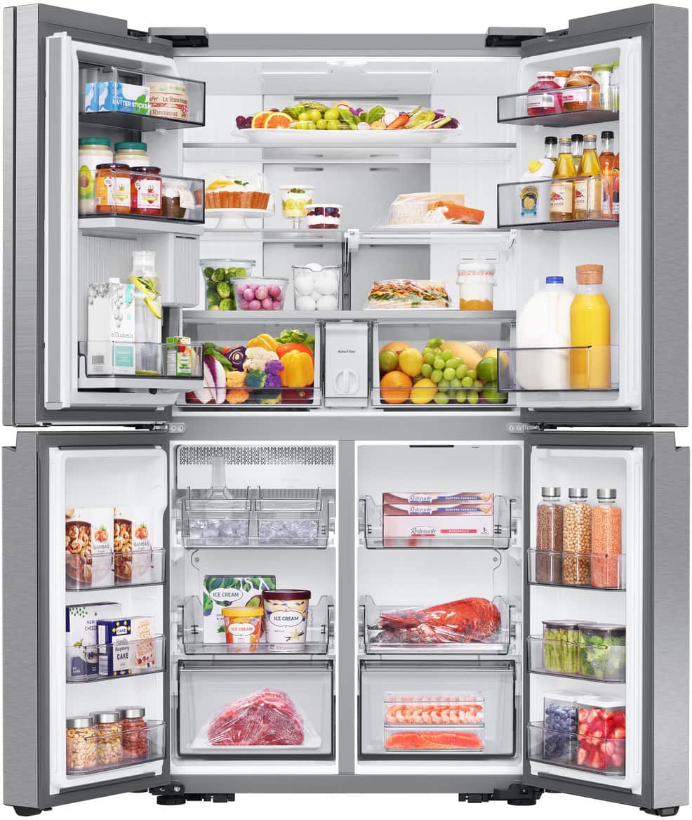 Alt View 2. Dacor - 22.8 Cu. Ft. 4-Door French Reveal Door 36" Counter Depth Refrigerator with Beverage Center - Silver Stainless Steel.